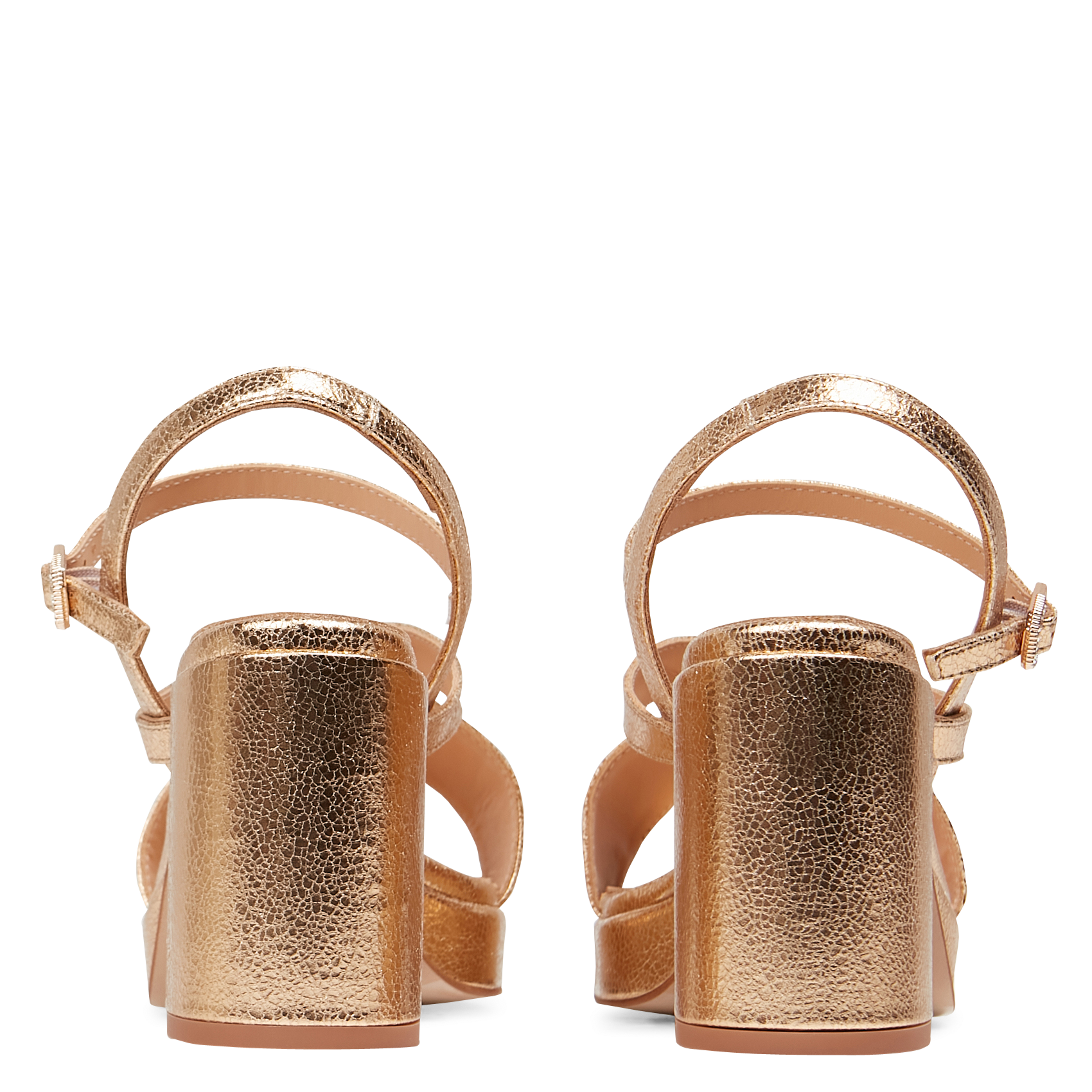 Sandalen aus Metallic-Leder mit Absatz ANAKI Golden