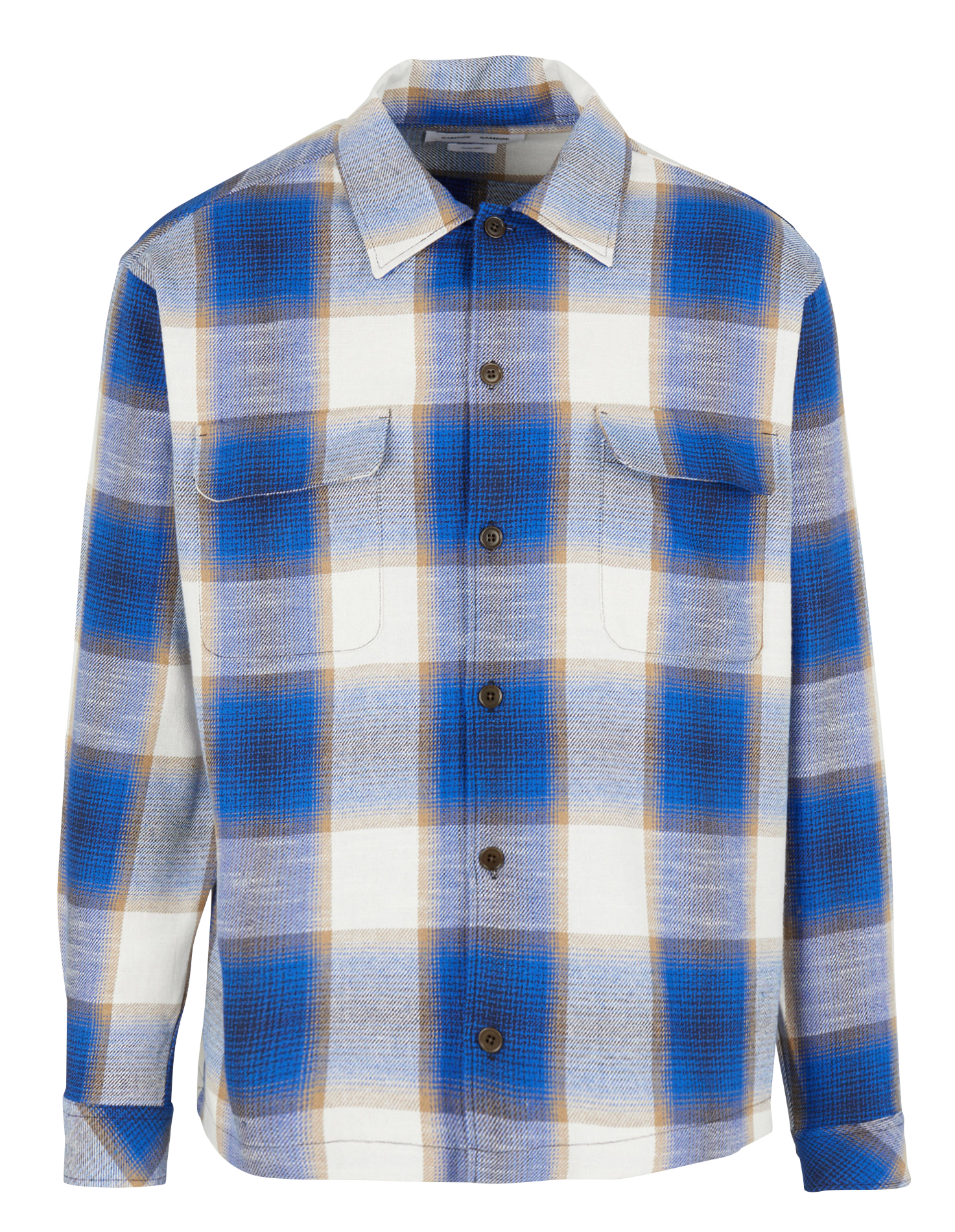 Checked cotton-blend shirt with classic collar SAMSOE SAMSOE Blue