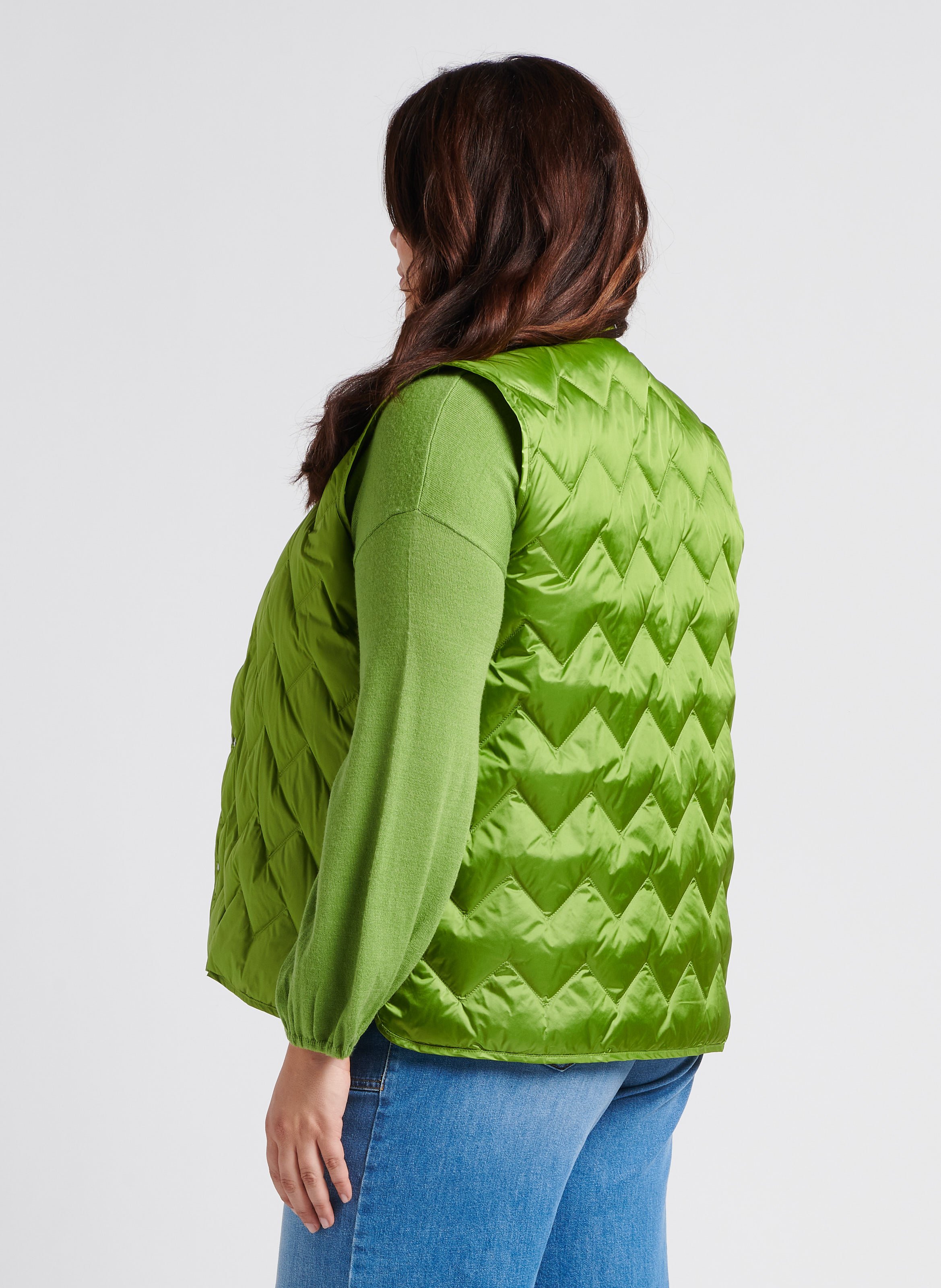 Sleeveless lightweight down jacket PERSONA by Marina Rinaldi Green