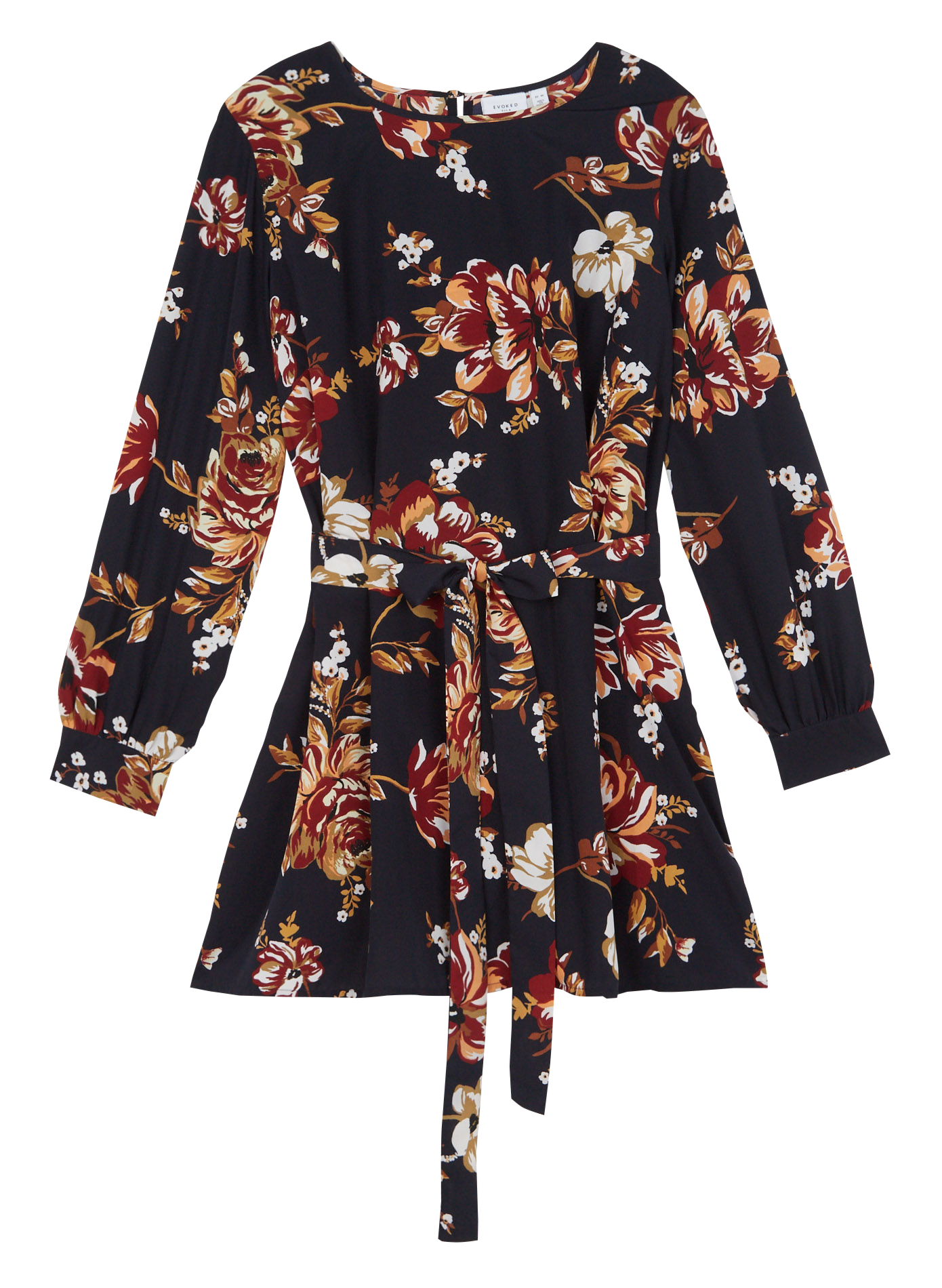 Robe courte col rond ceinturée EVOKED Bleu