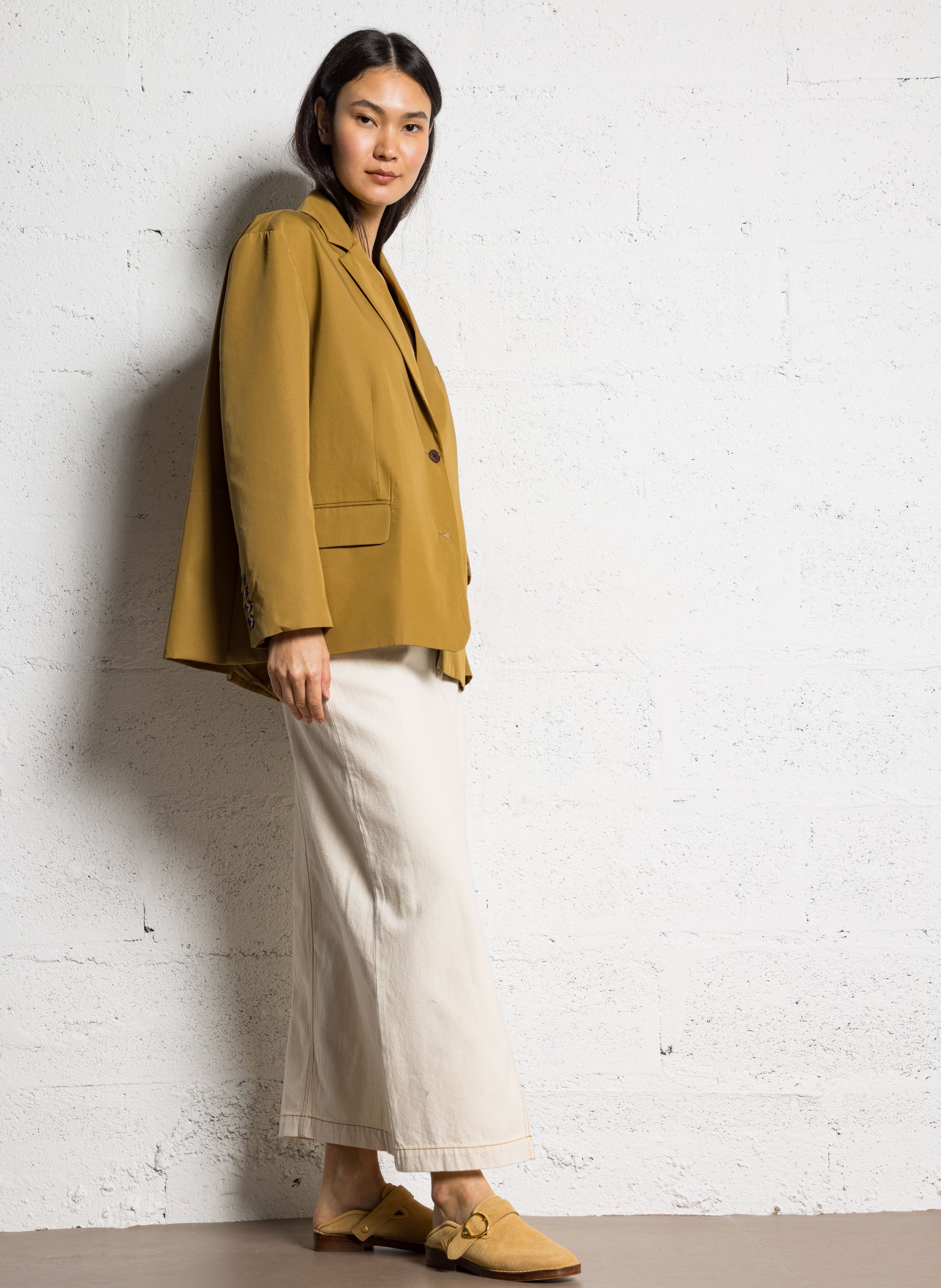 Ruimvallende blazer | linnen/katoenblend BELLEPIECE Bruin