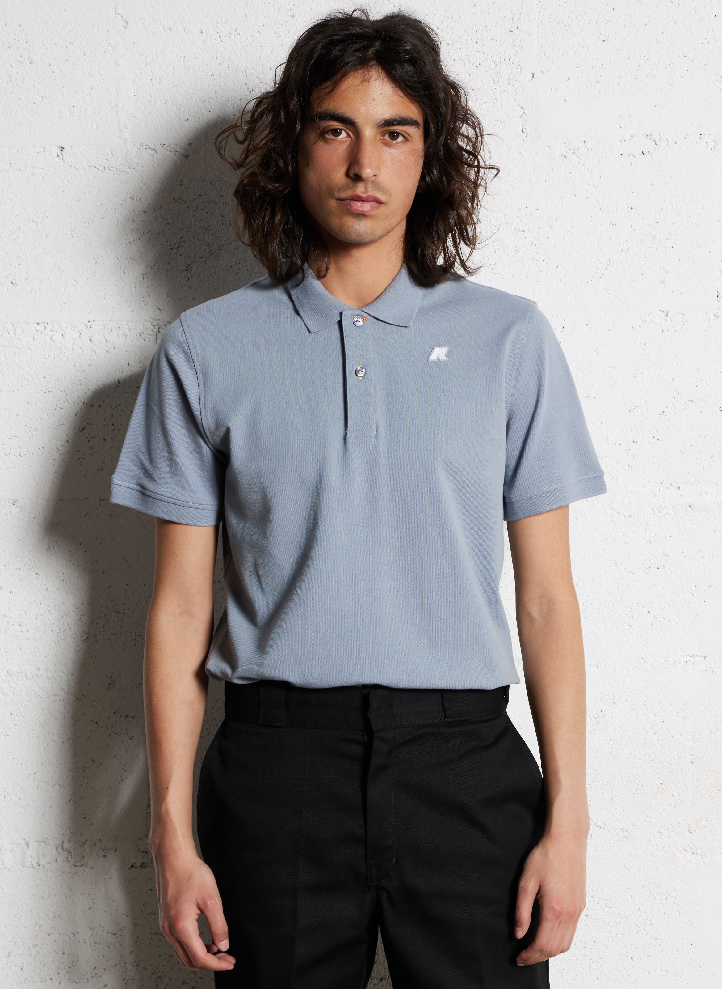 Cotton and linen polo shirt K-WAY Grey
