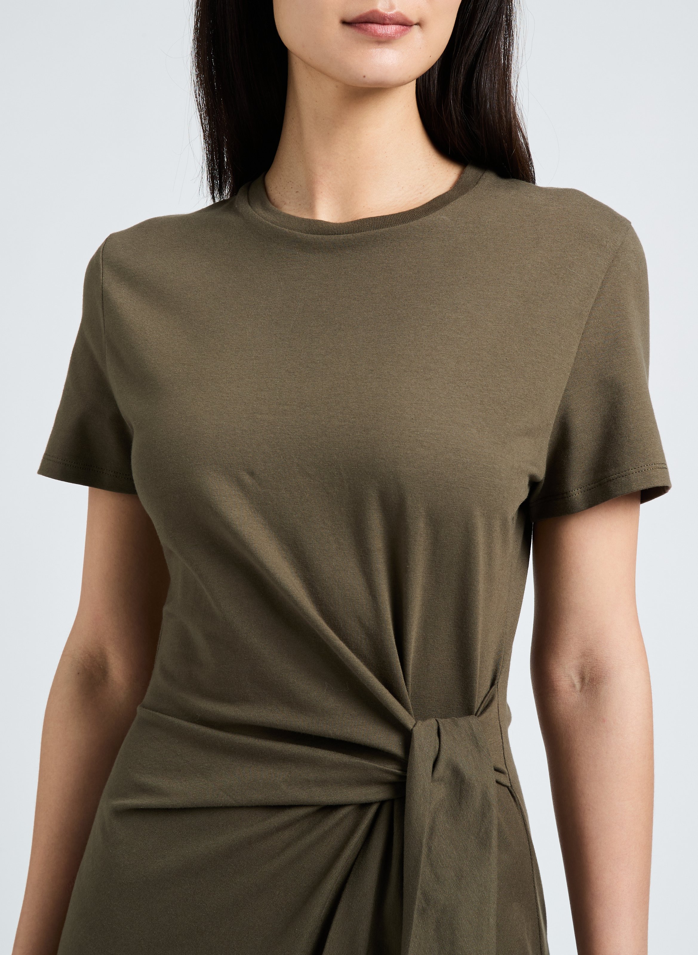 Lange jurk met ronde hals | Beige SAISON 1865 Women