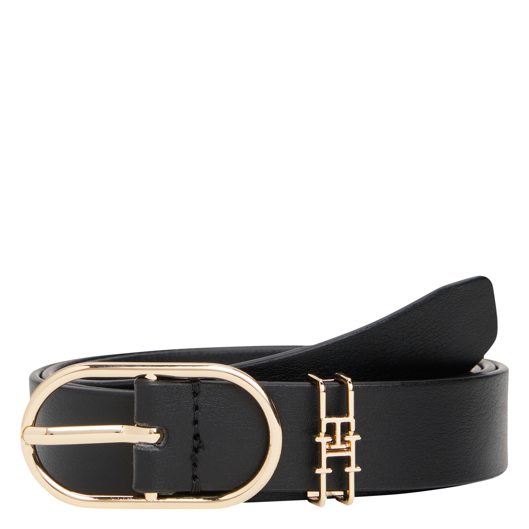 Lederen riem met ovale gesp en monogram TOMMY HILFIGER