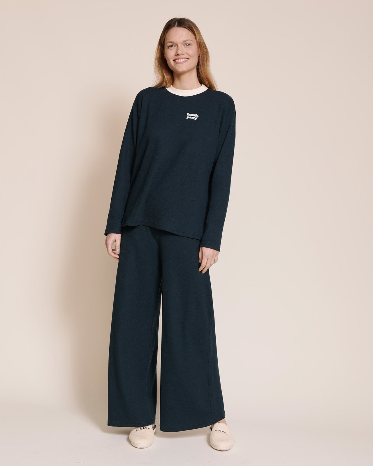 Women's Family Party organic cotton honeycomb weave pajama bottoms EMOI EMOI Blue