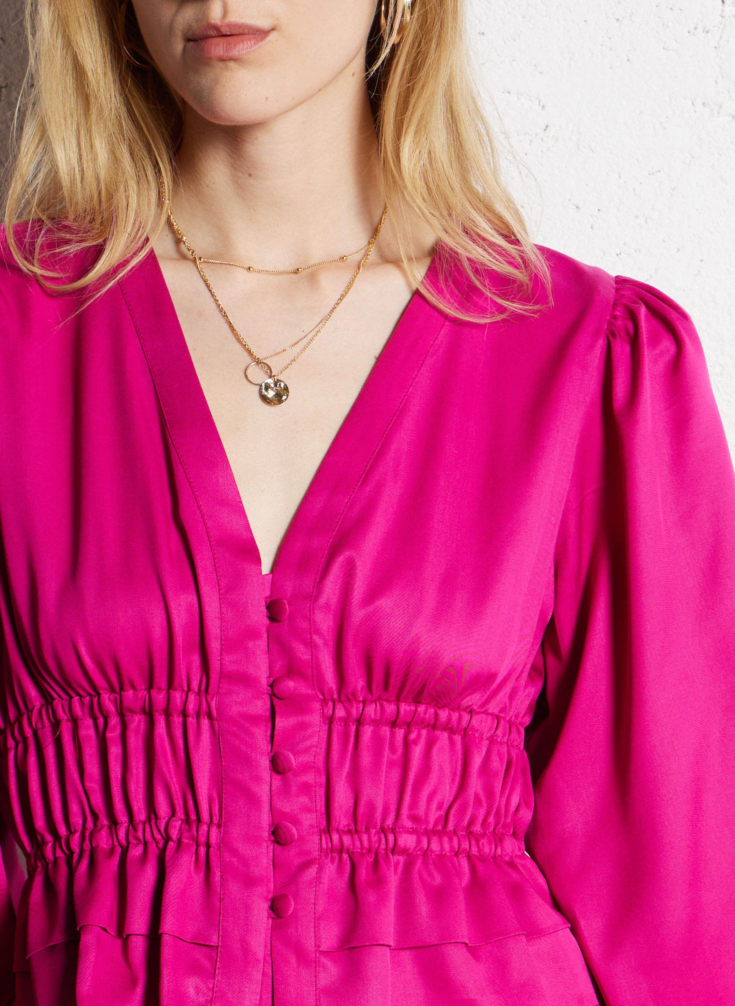 Tailliertes Oberteil mit V-Ausschnitt ELISE CHALMIN Rosa