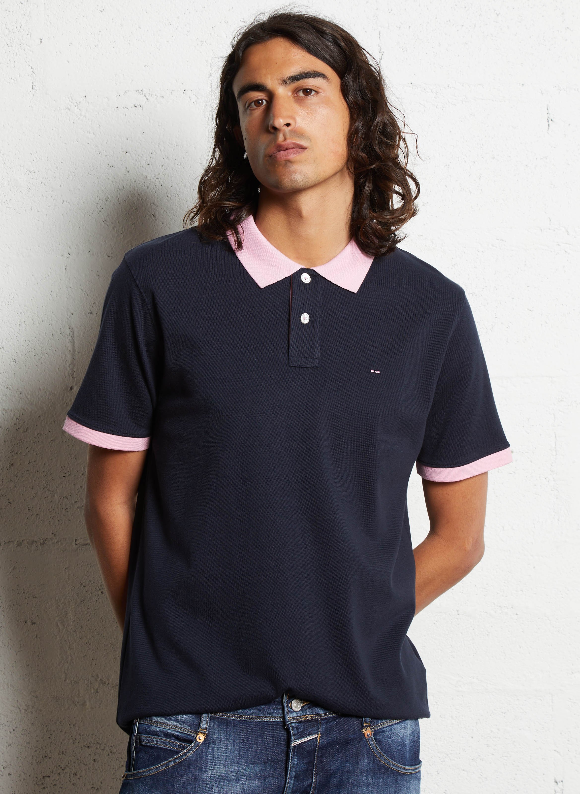 Polo droit en coton EDEN PARK Bleu