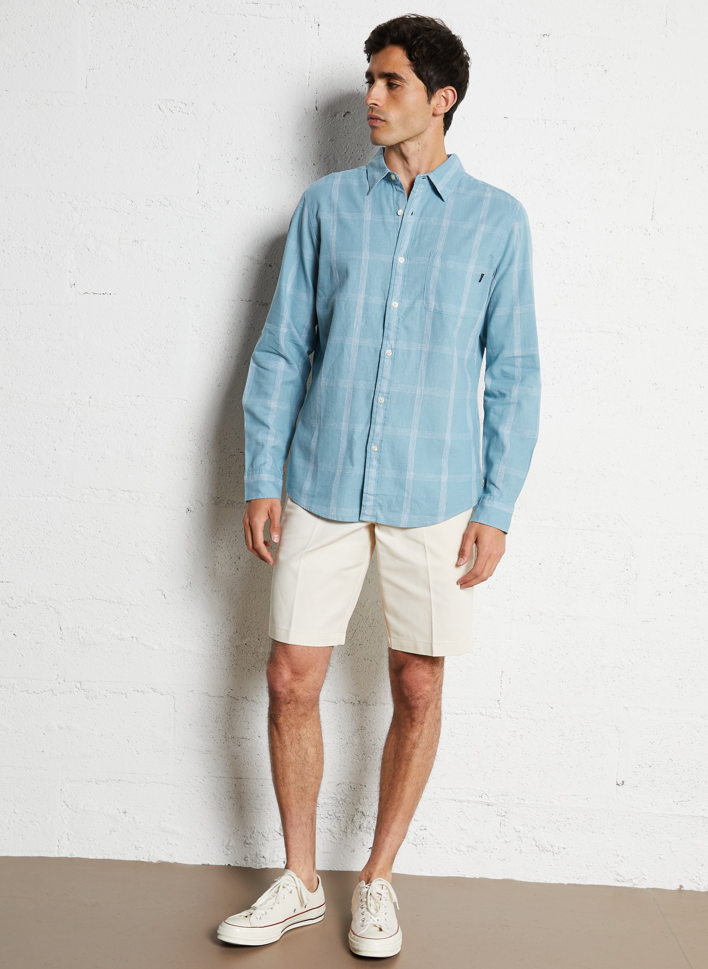 Chemise slim en lin mélangé DOCKERS Bleu