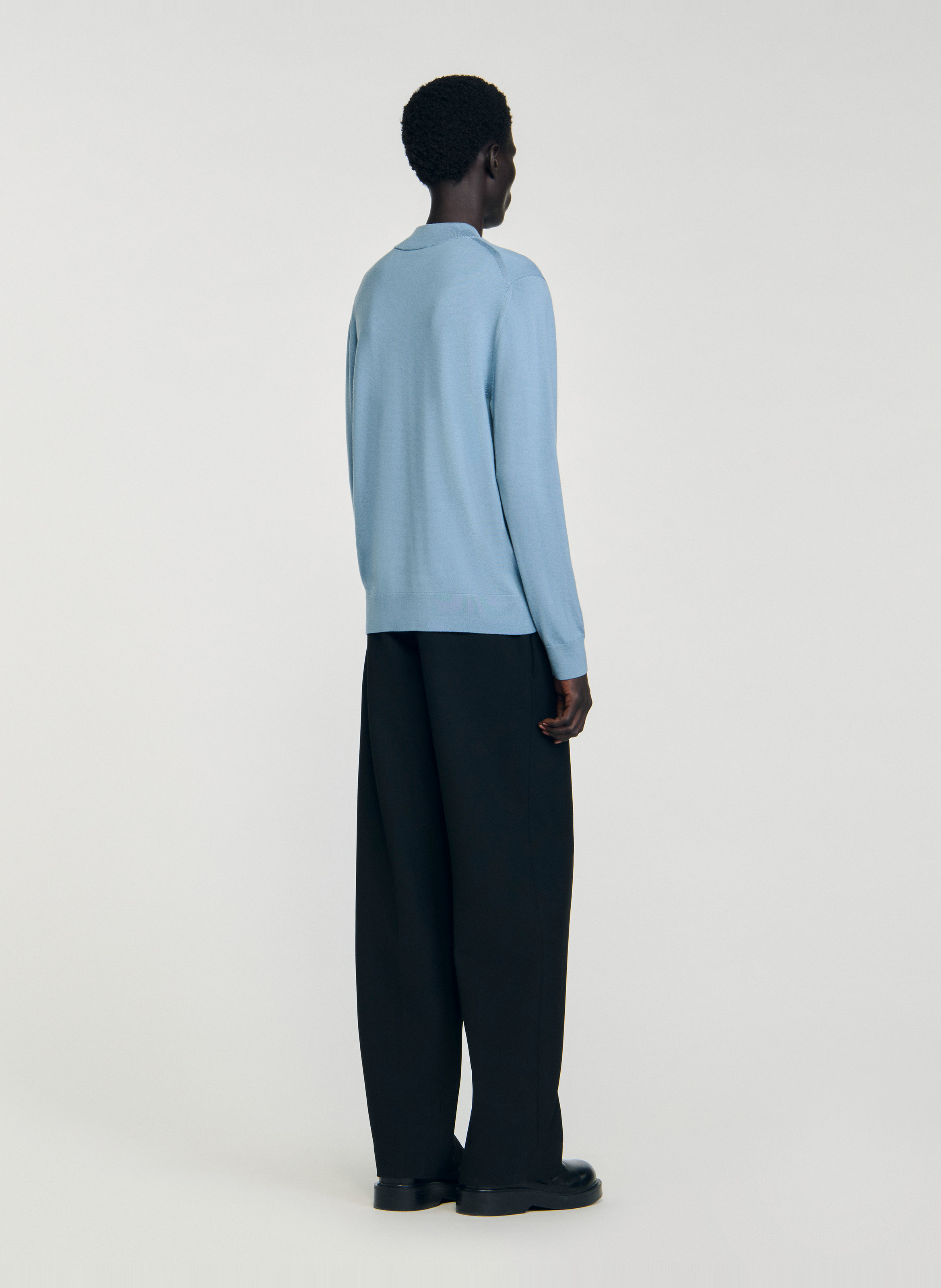 Straight fit long-sleeve solid wool sweater SANDRO Blue