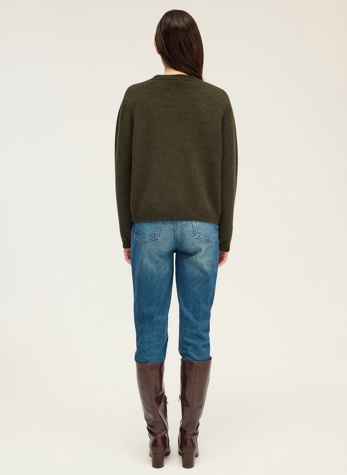 Pull droit col rond en maille PABLO Kaki