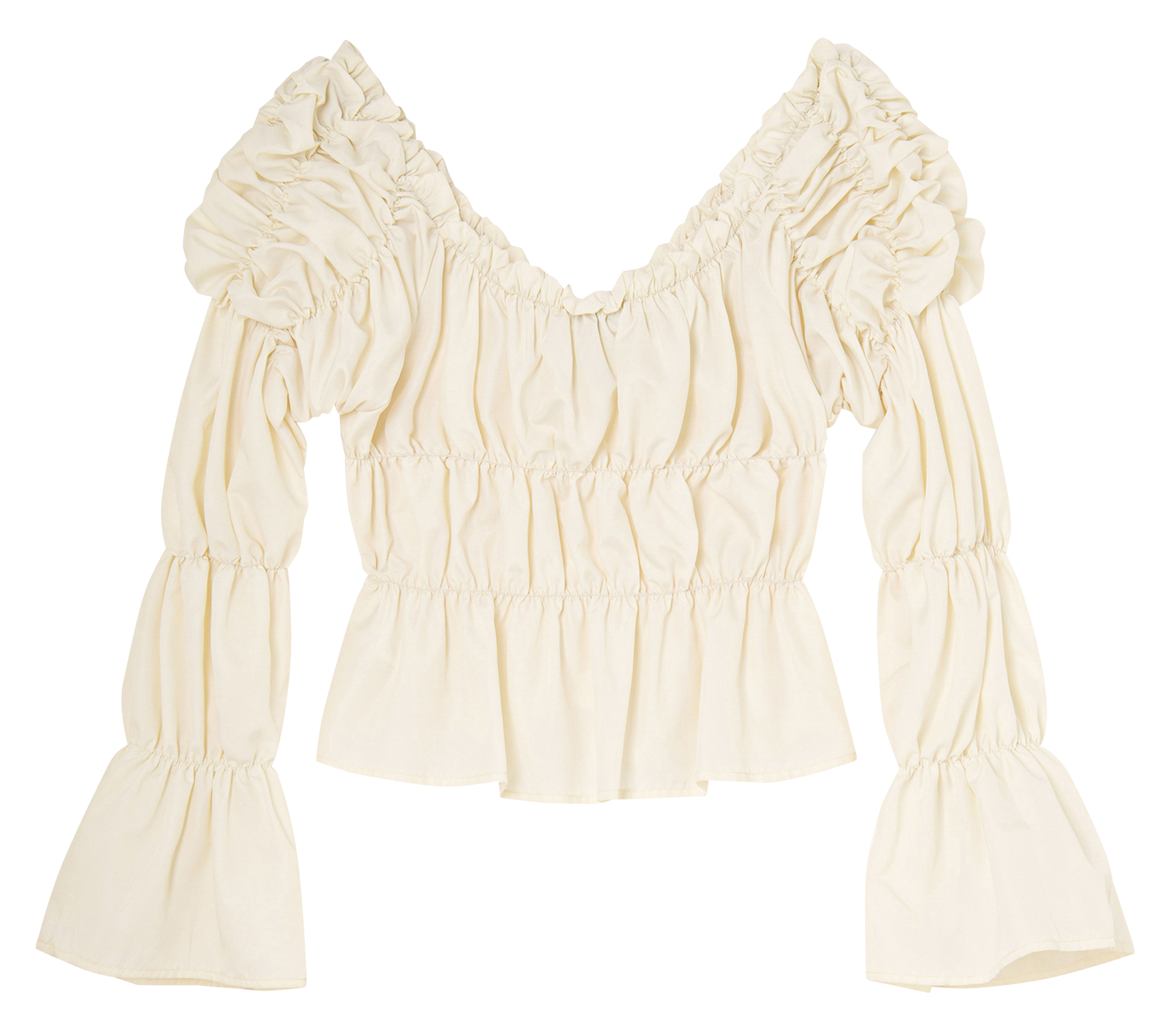 Langarm-Top mit Rüschen LAAGAM Beige