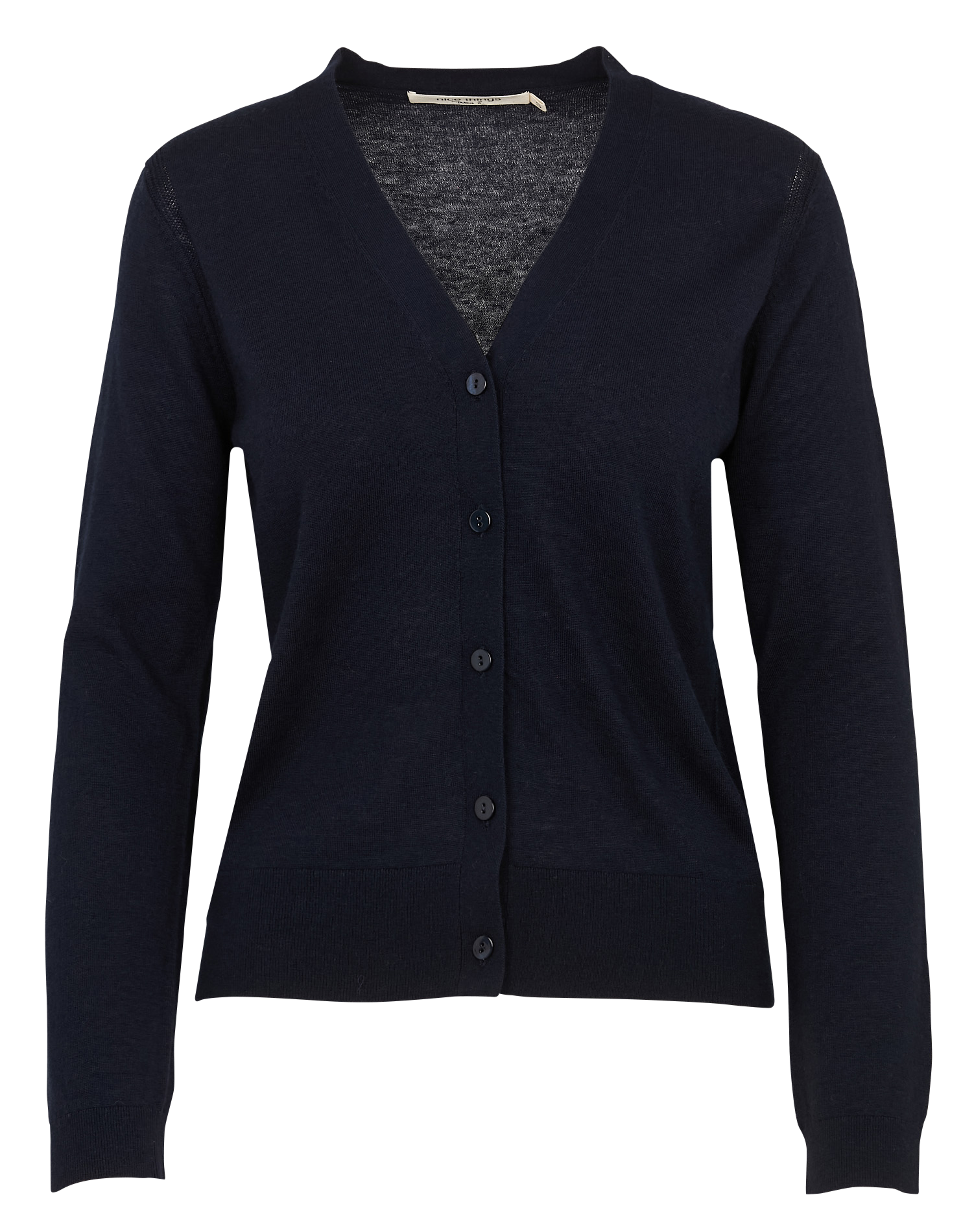 Gilet droit col V en laine mérinos mélangée NICE THINGS Bleu