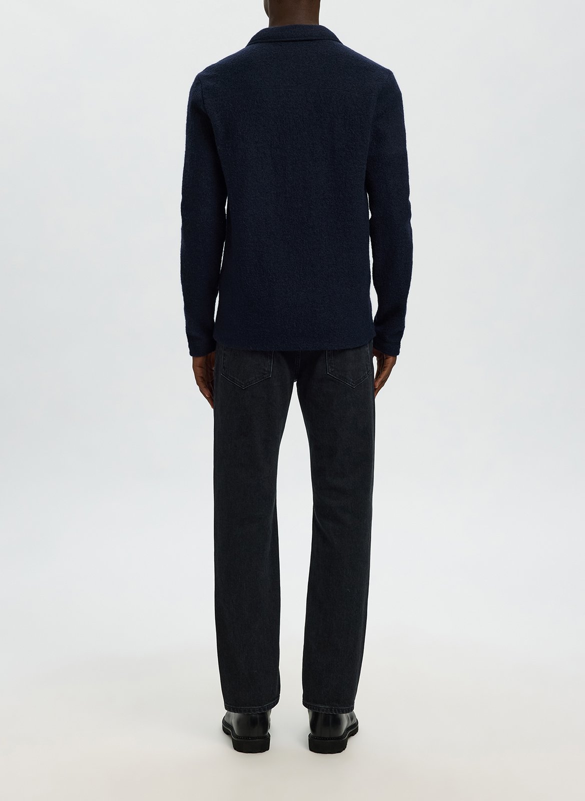 Surchemise droite unie en laine SELECTED Bleu