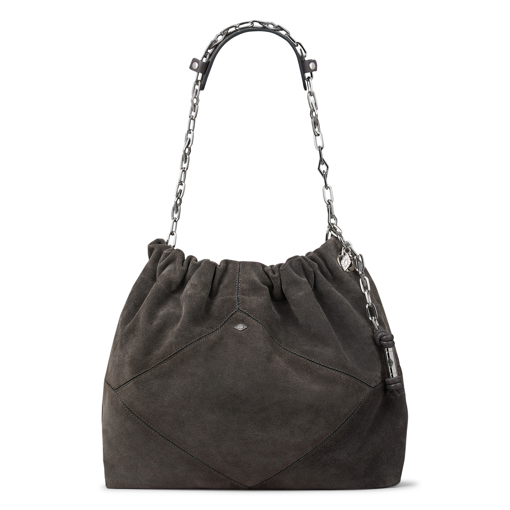 Sac Tote épaule à chaîne en cuir velours BA&SH Gris