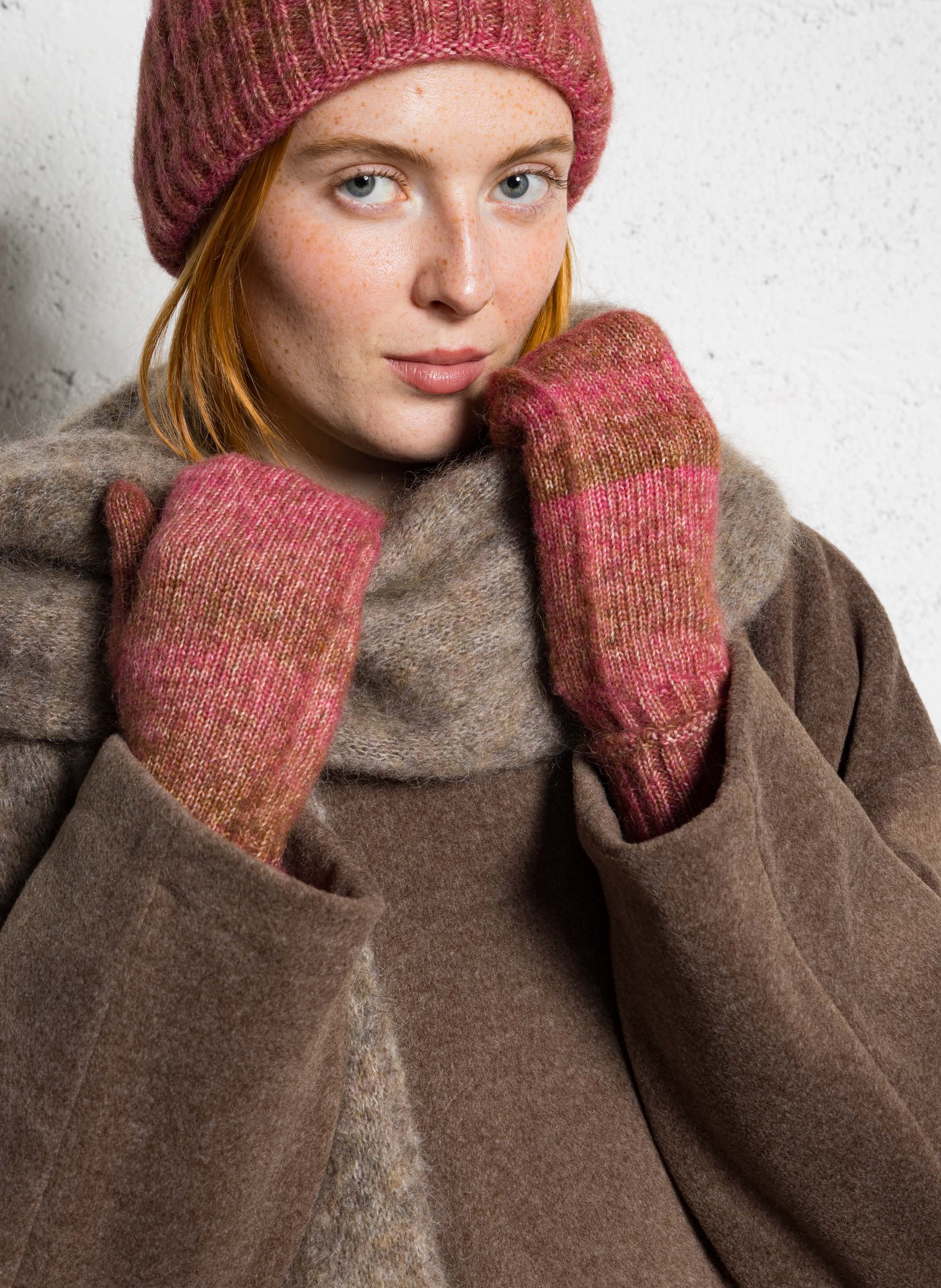 Woll- und Baumwollhandschuhe BECKSONDERGAARD Rosa