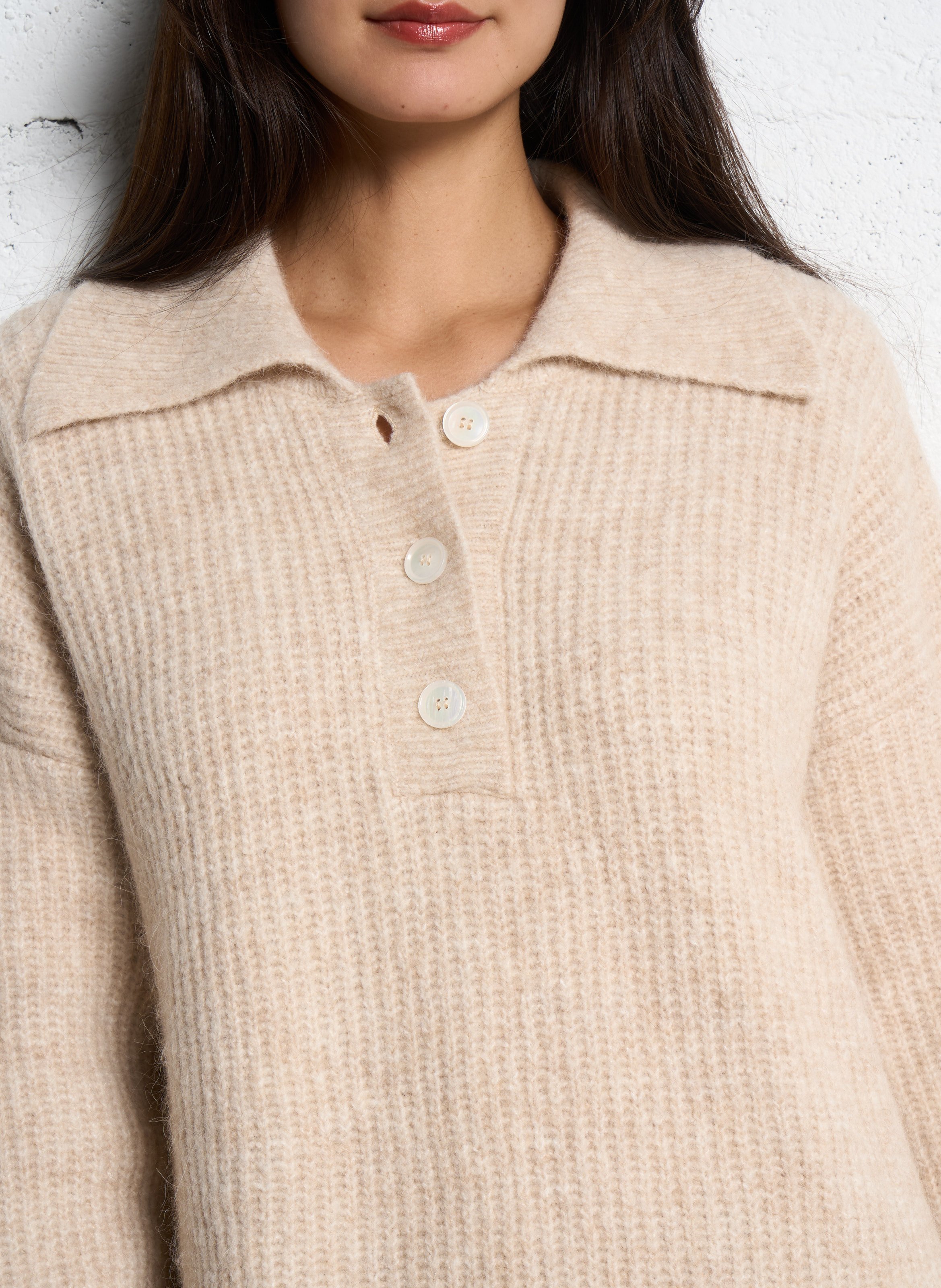 Wijde polo-halstrui in effen gemengde wol THE NEW SOCIETY Wit