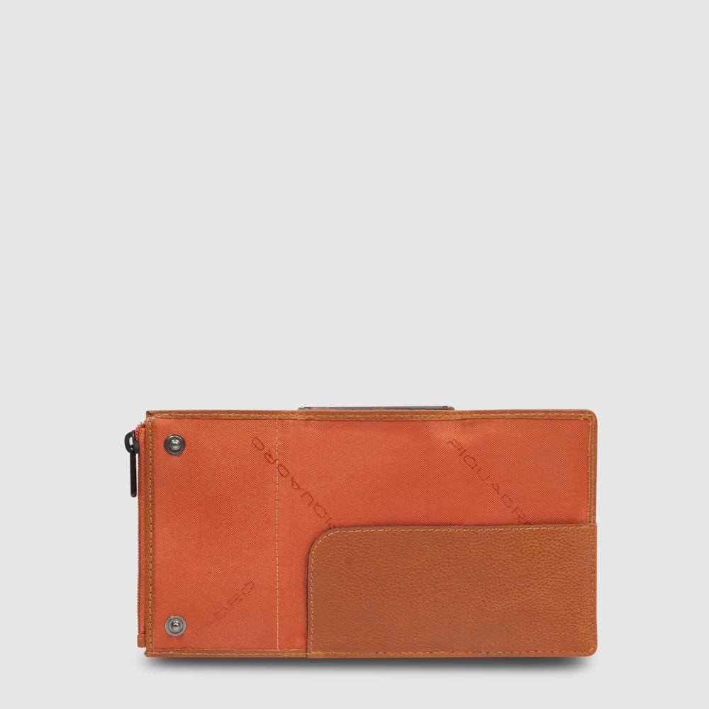 Compact wallet with pop-up card holder, coin pocket, and RFID protection PIQUADRO Orange