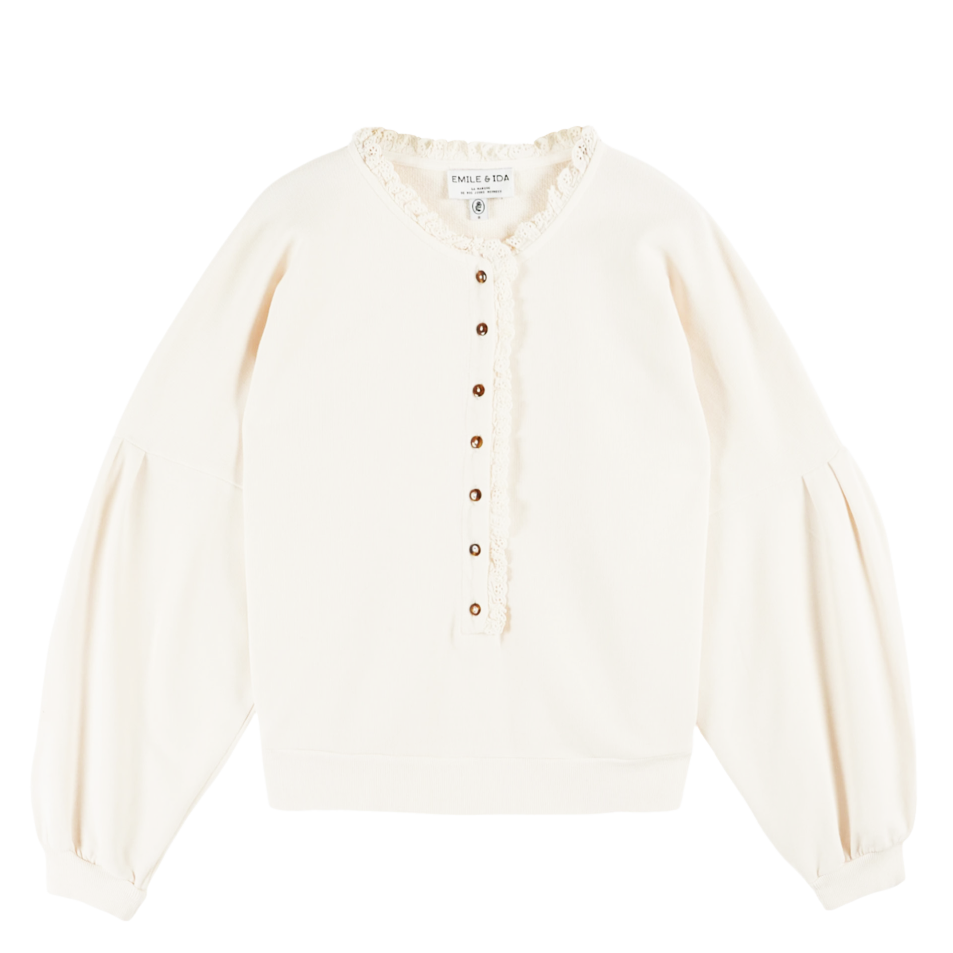 Sweat col rond en coton bio mélangé EMILE ET IDA Beige