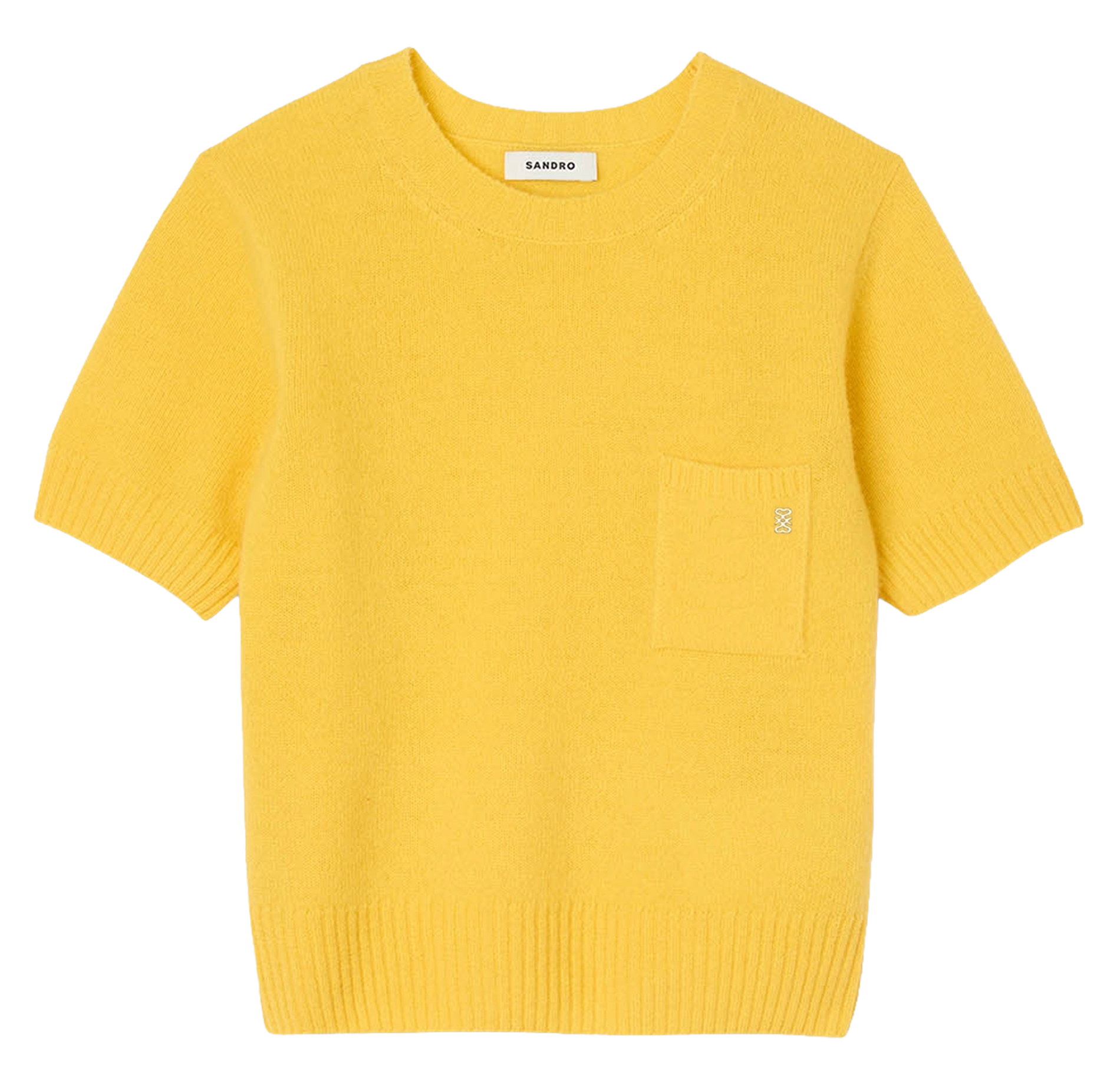 Pull col rond en laine Jaune