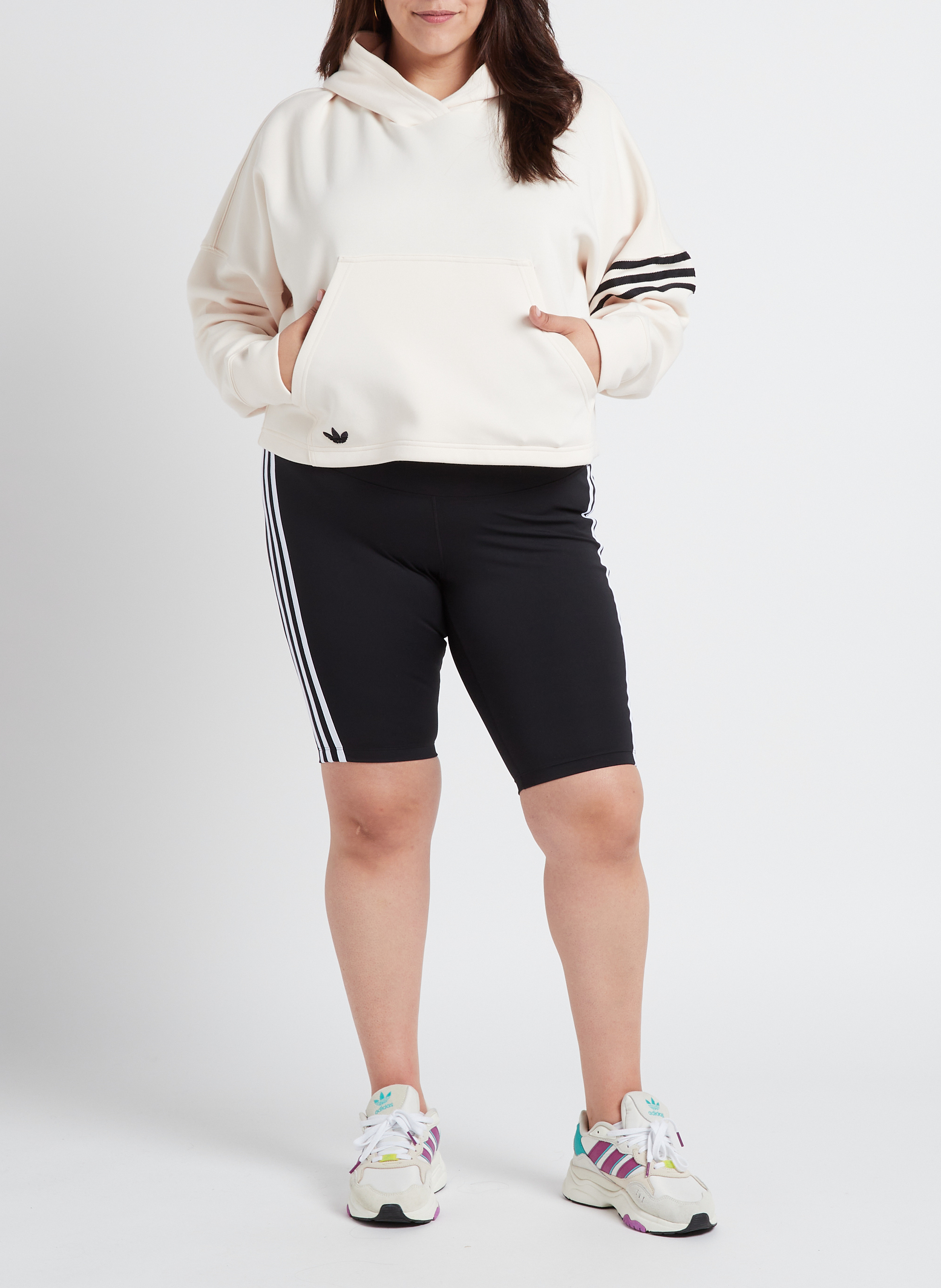 Kurzes Kapuzensweatshirt ADIDAS Beige