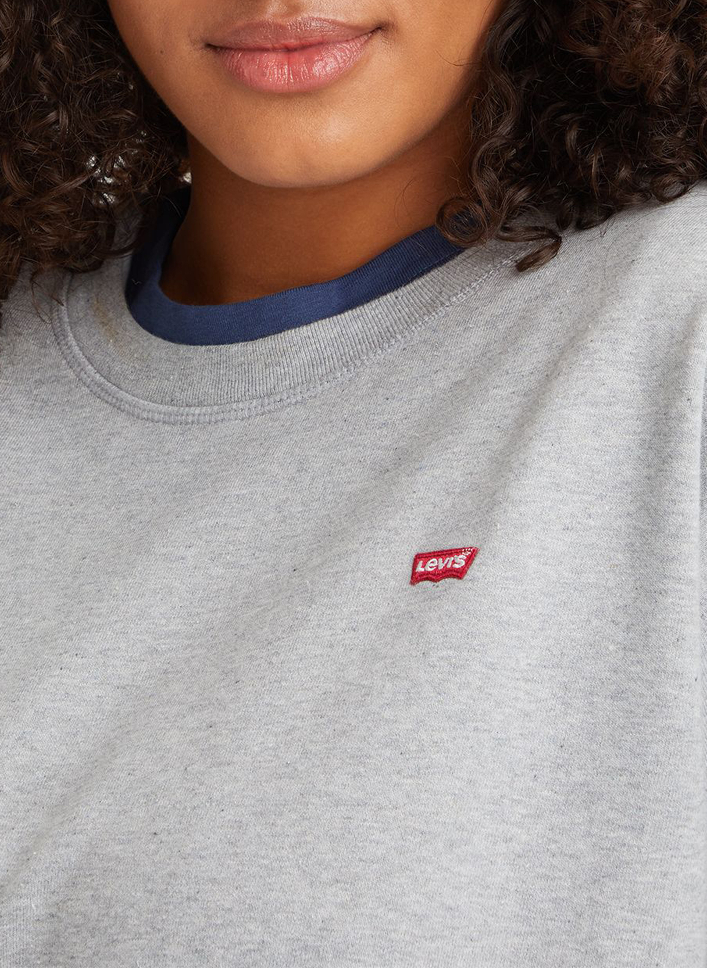 Sweat à col rond en coton LEVI'S Gris