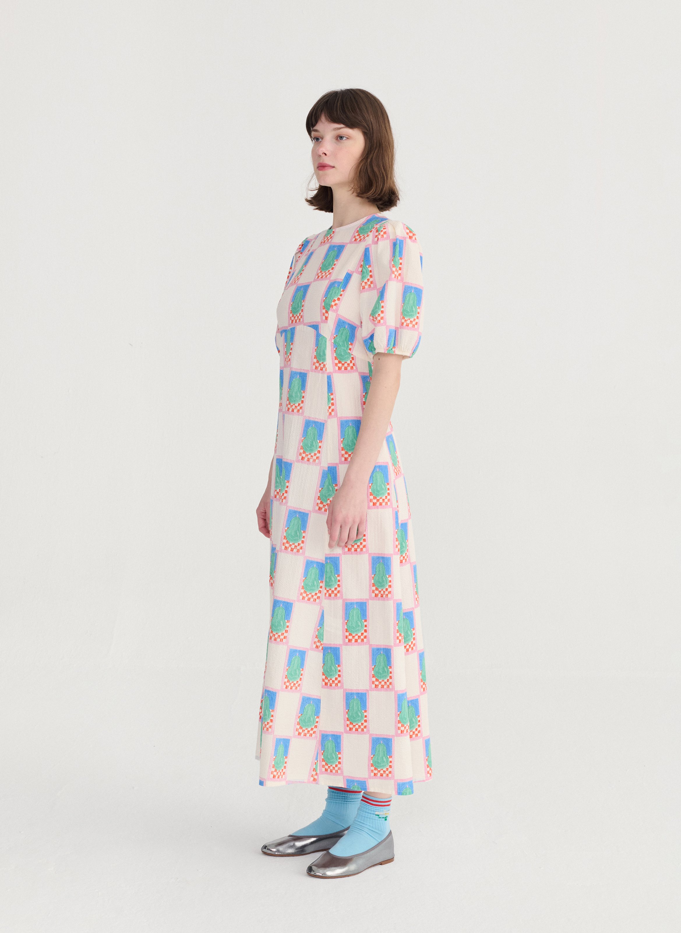 Lange, katoenen jurk met ronde hals en print BOBO CHOSES Veelkleurig