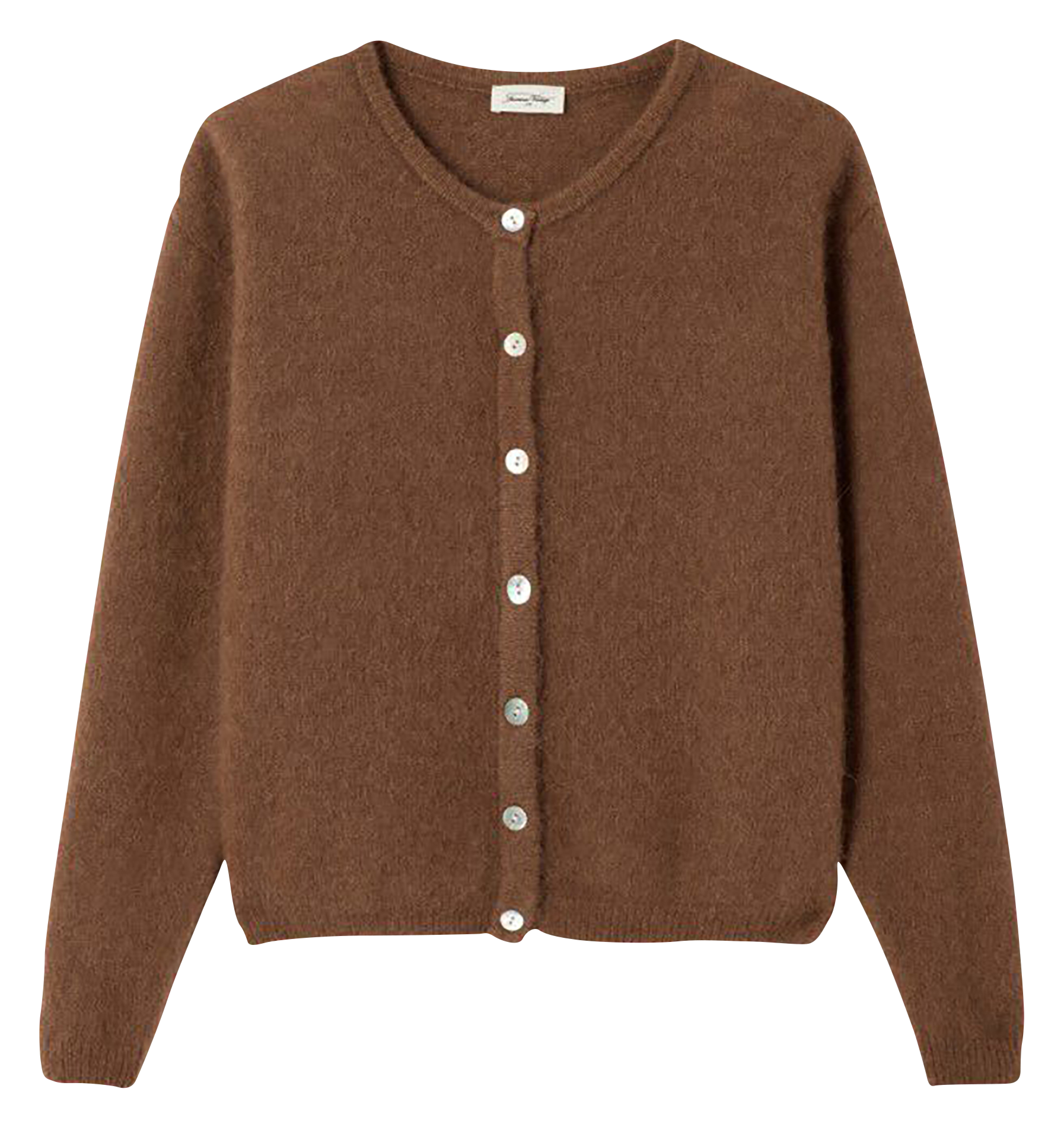 Gilet ample col rond en laine mélangée VITOW Chocolat chine