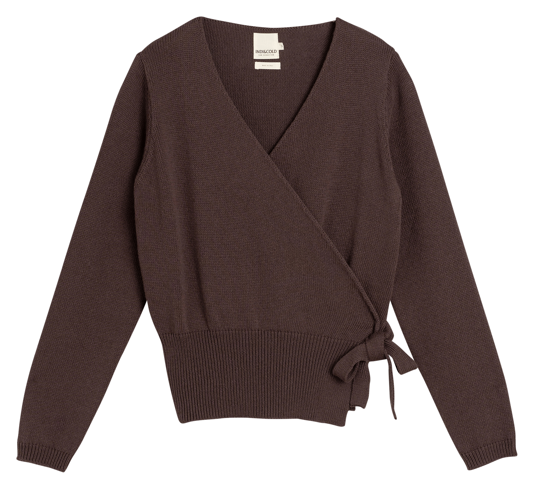 Solid color wrap cotton blend vest INDI & COLD Brown