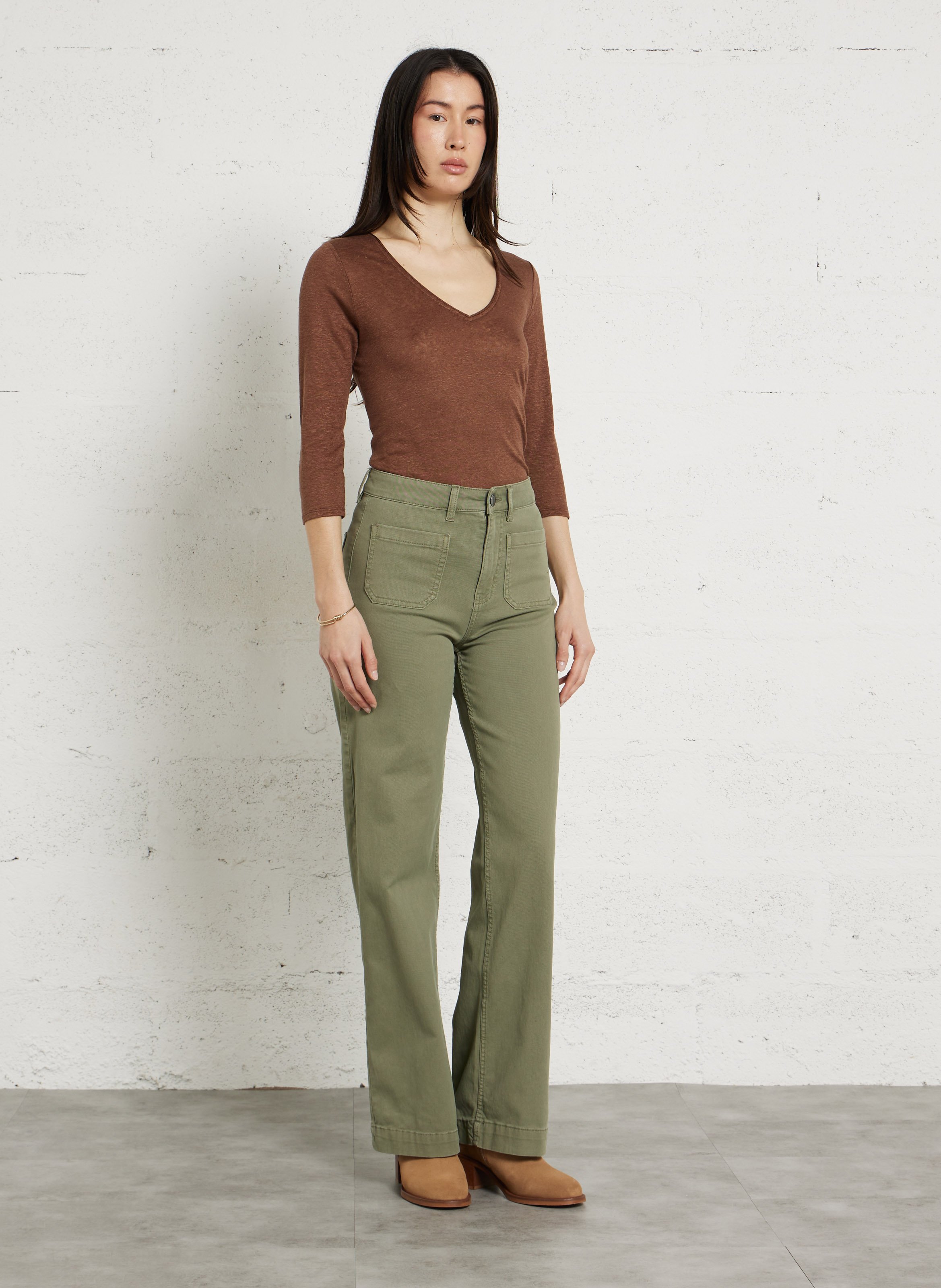 High Waist Straight Cut Jeans SUD EXPRESS Grun