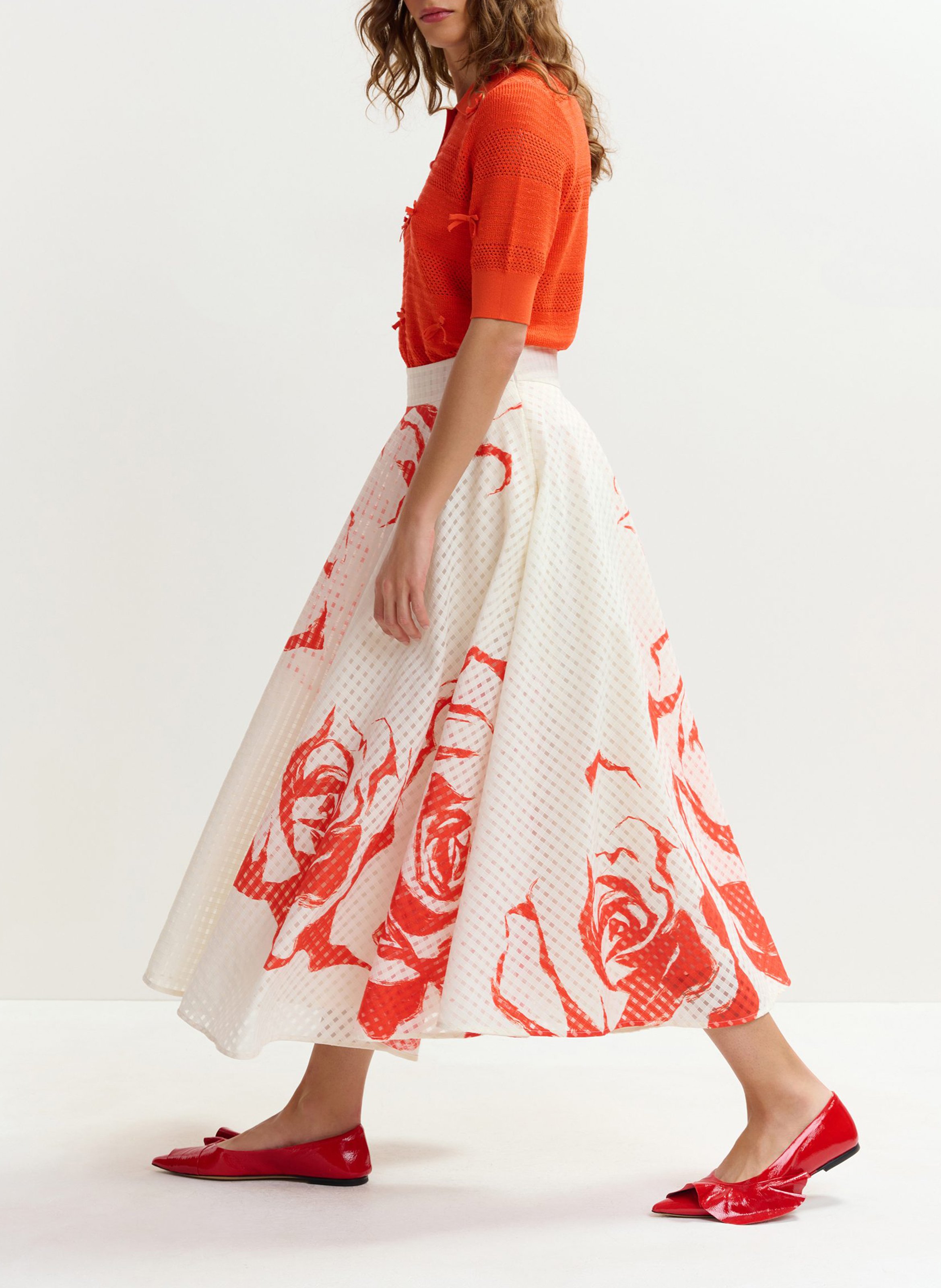 Long printed A-line skirt ESSENTIEL ANTWERP White