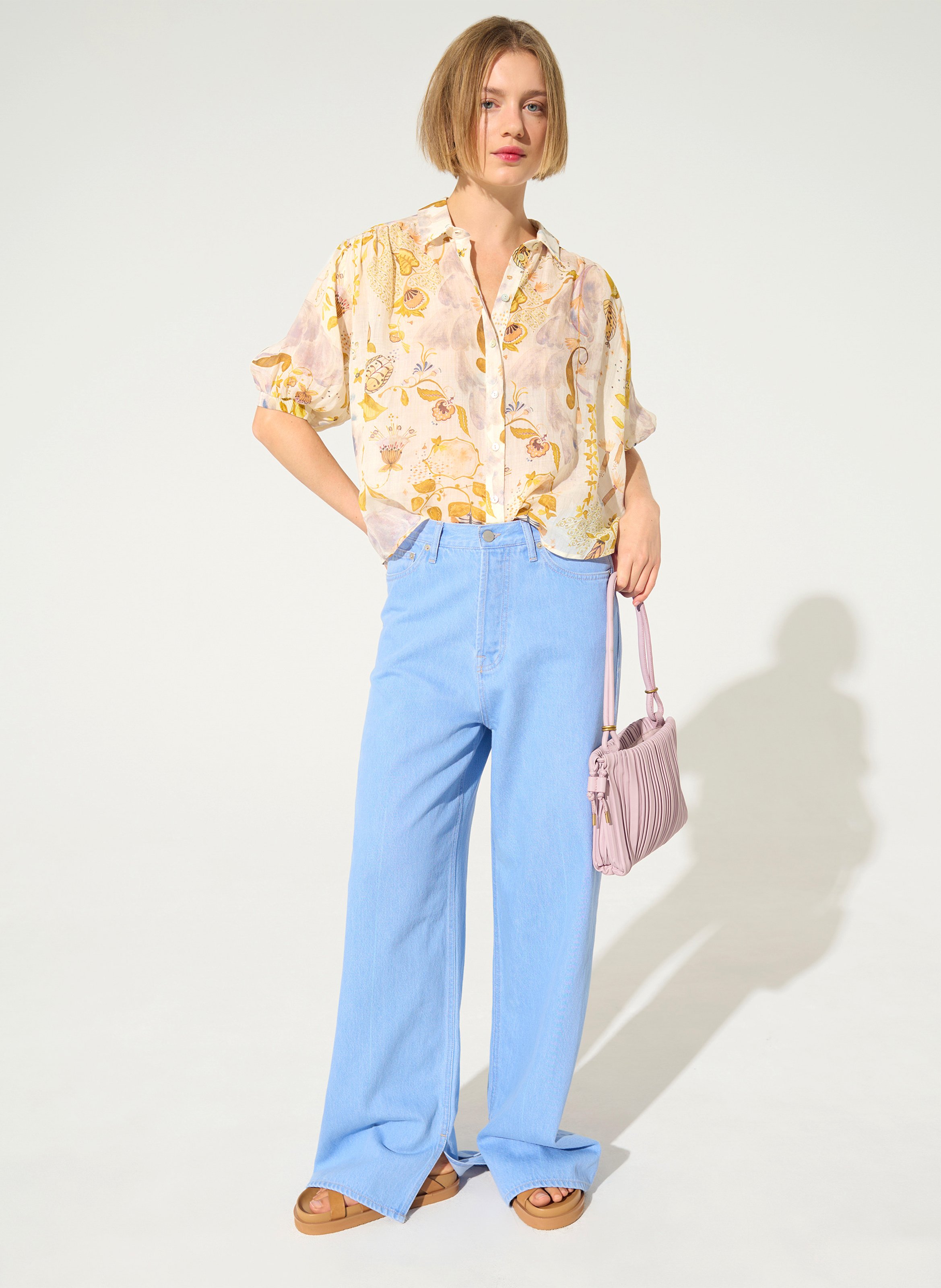 Chemise oversize col classique imprimée COTELAC Blanc