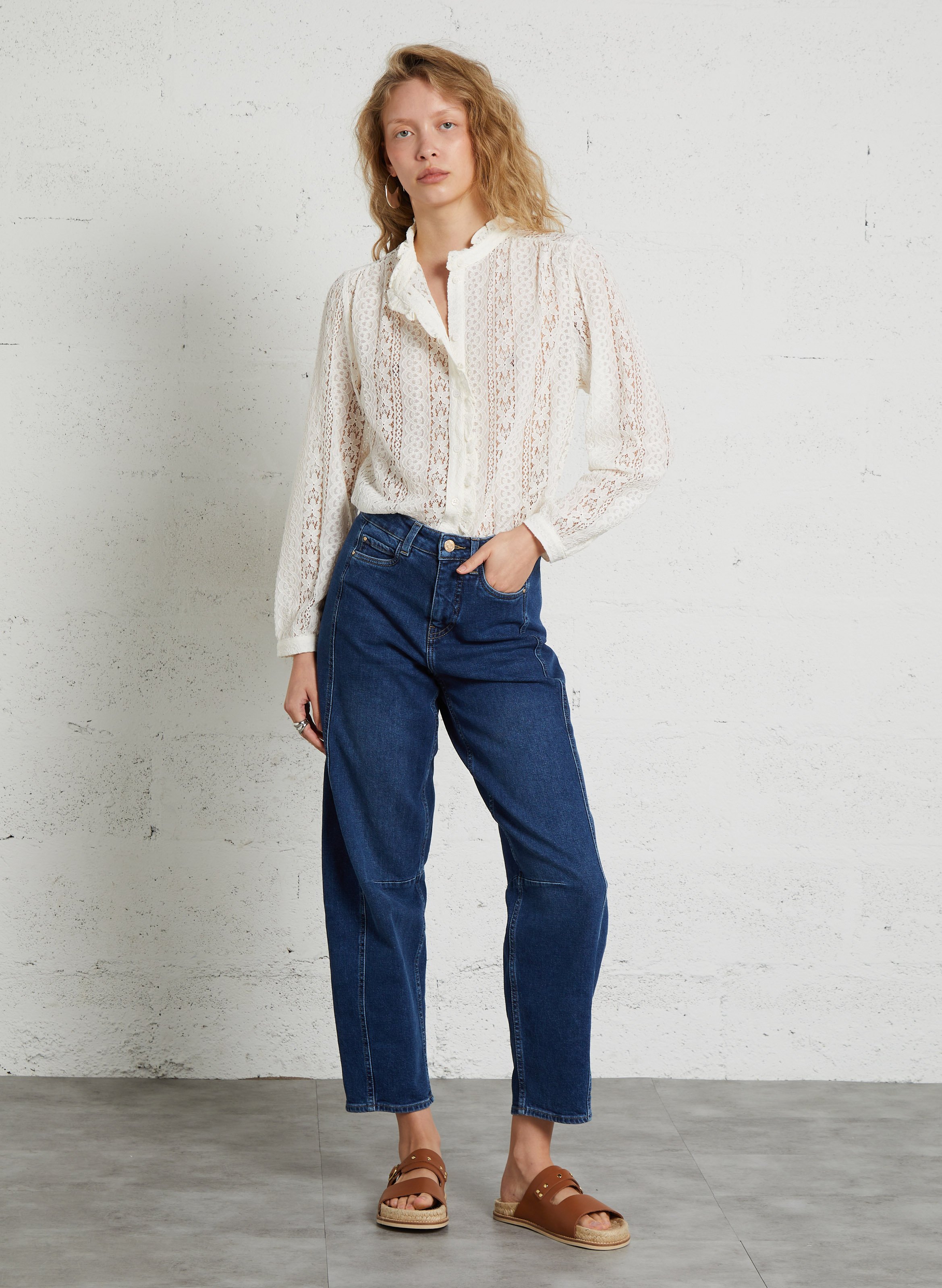 Flat strappy leather sandals BOSABO Brown