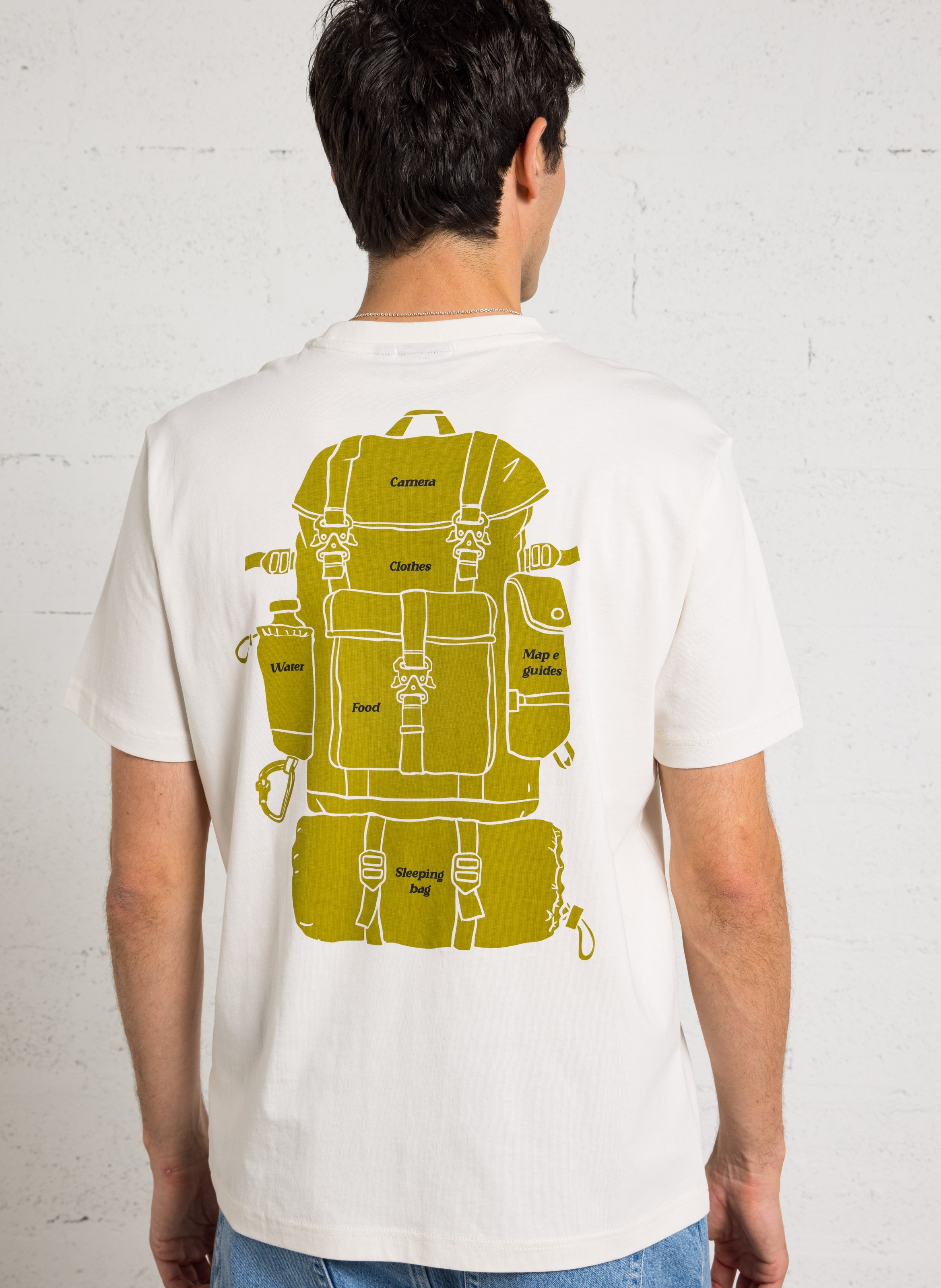 Round neck mottled screen-printed t-shirt White