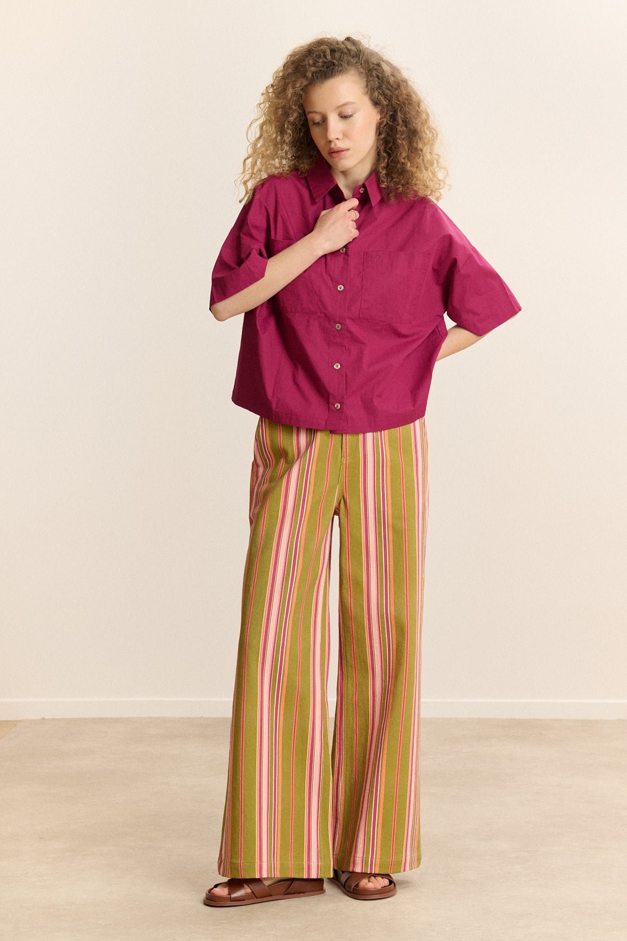 Short-sleeved poplin shirt GARANCE PARIS Purple