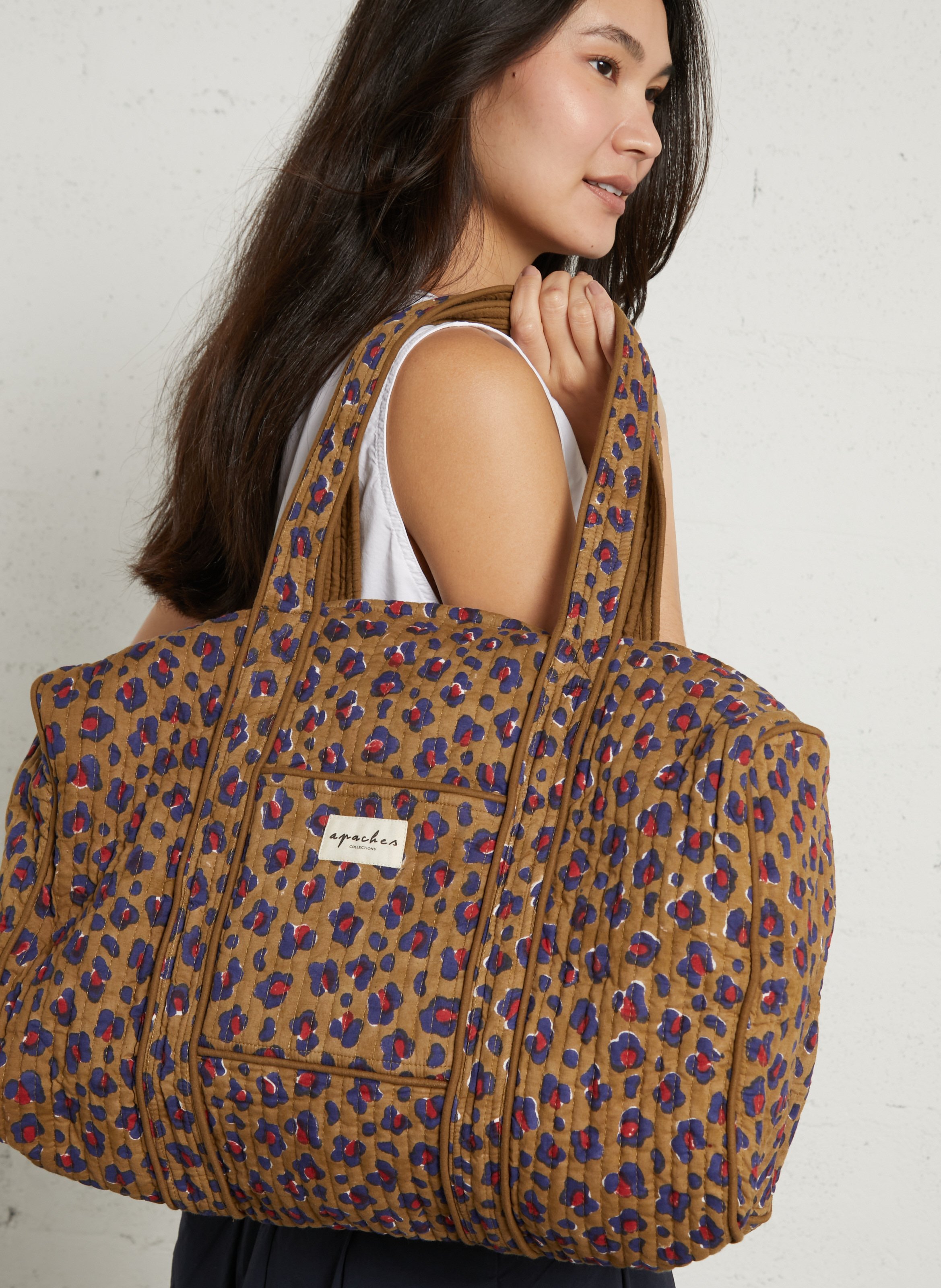 Sac de voyage imprimé en coton matelassé APACHES COLLECTIONS Rouge