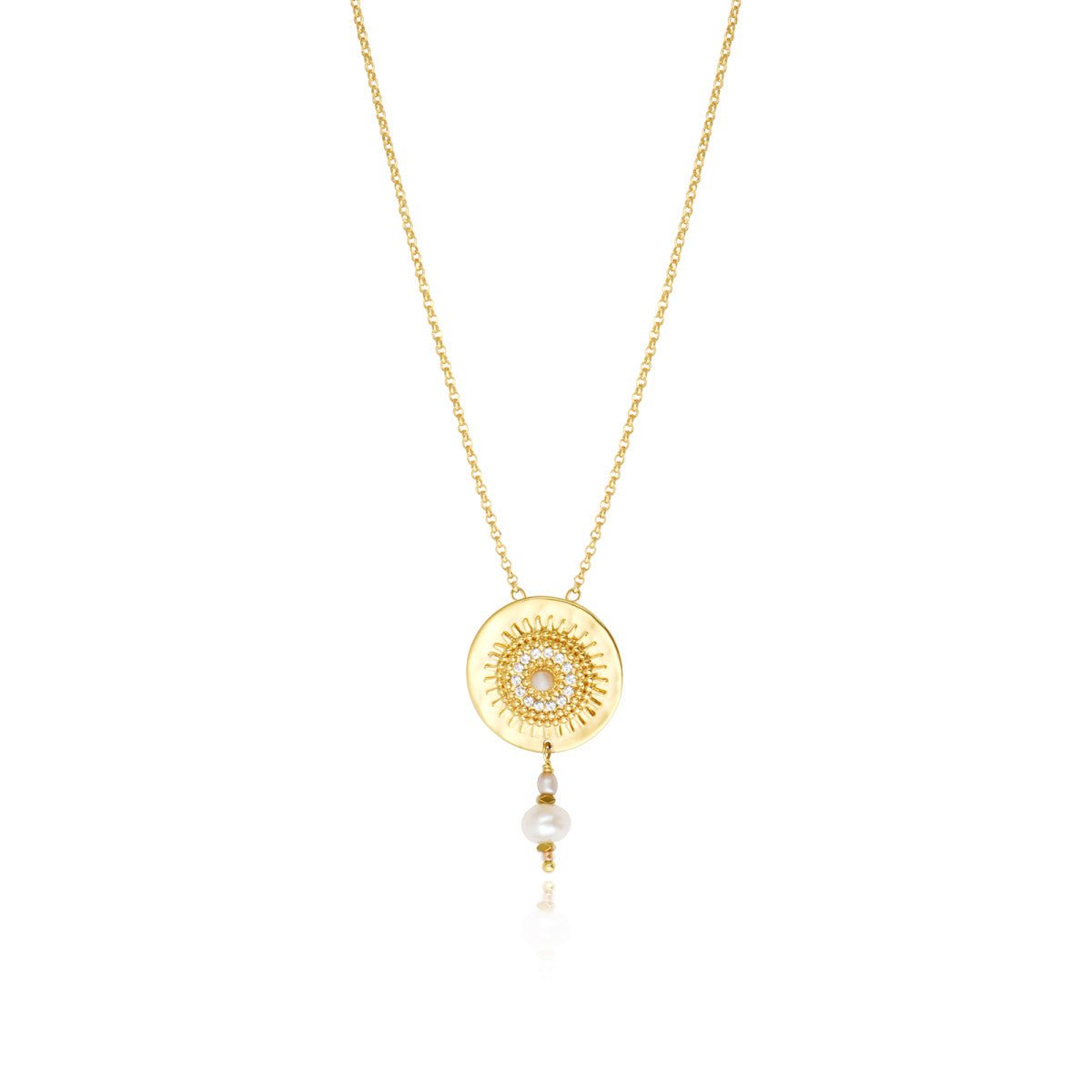 Fine adjustable pendant necklace in fine gold plating SATELLITE PARIS White