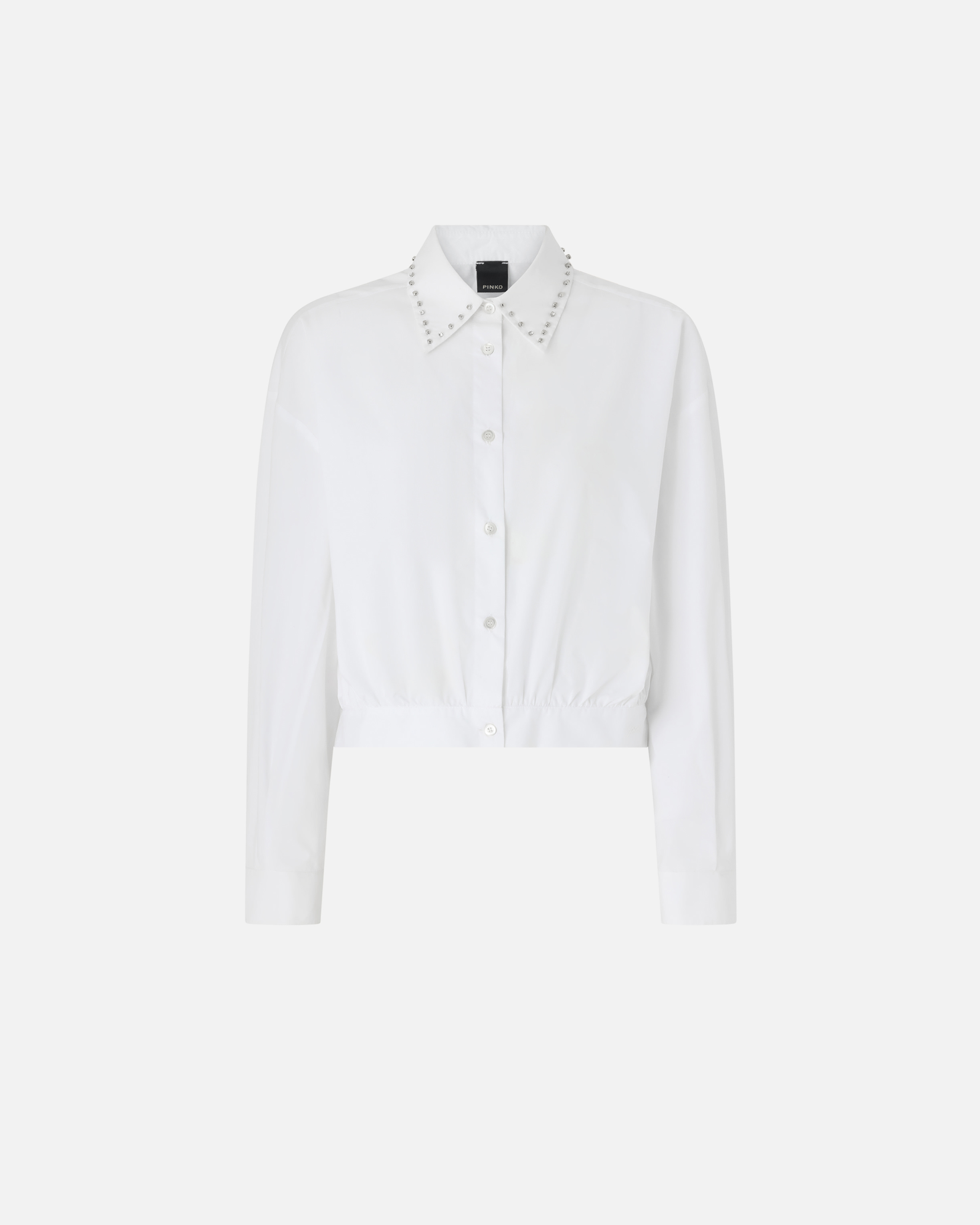 Chemise cropped à col bijou PINKO Blanc