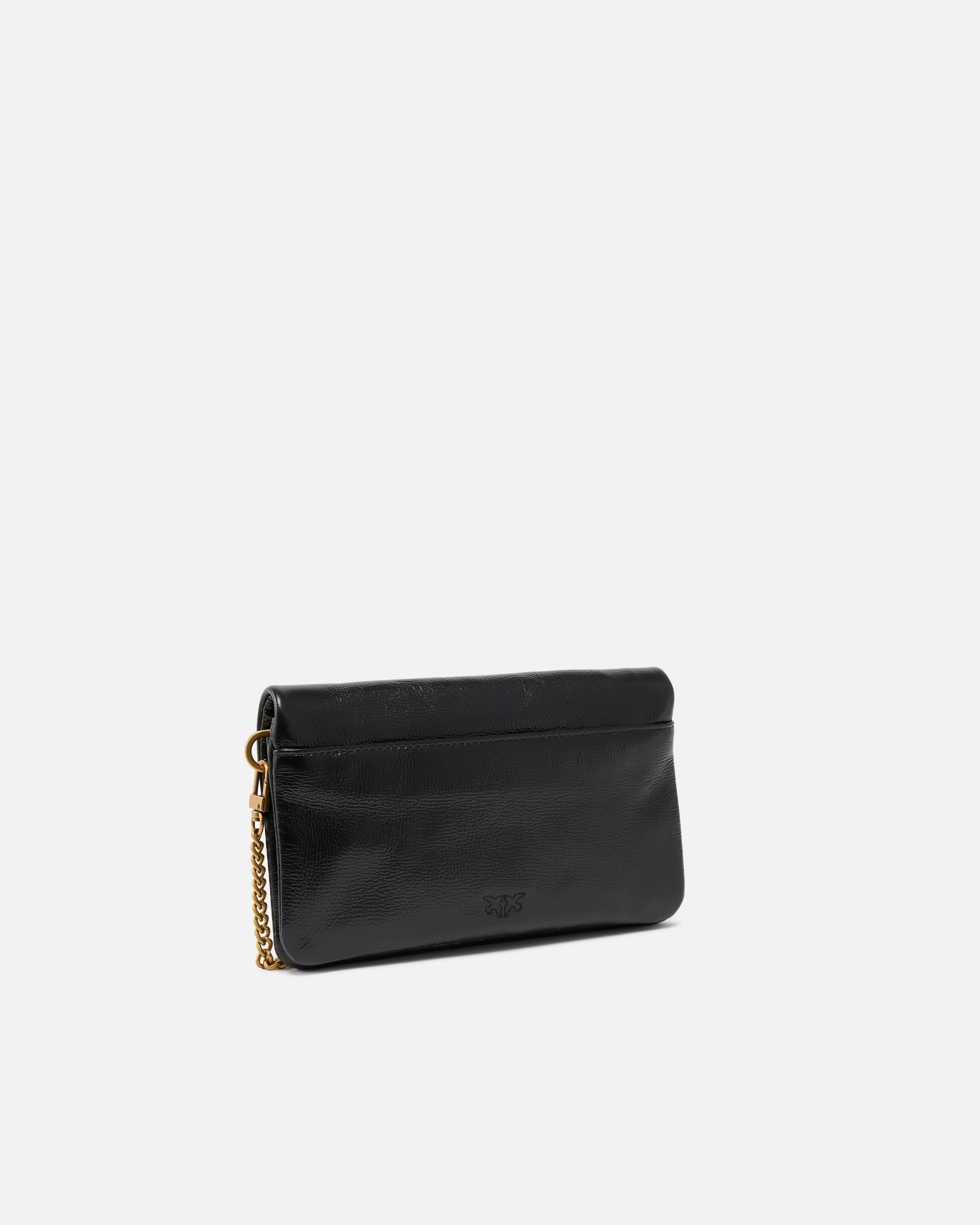 Petite pochette à bandoulière love bag click soft horizontal mini en cuir brillant PINKO Noir