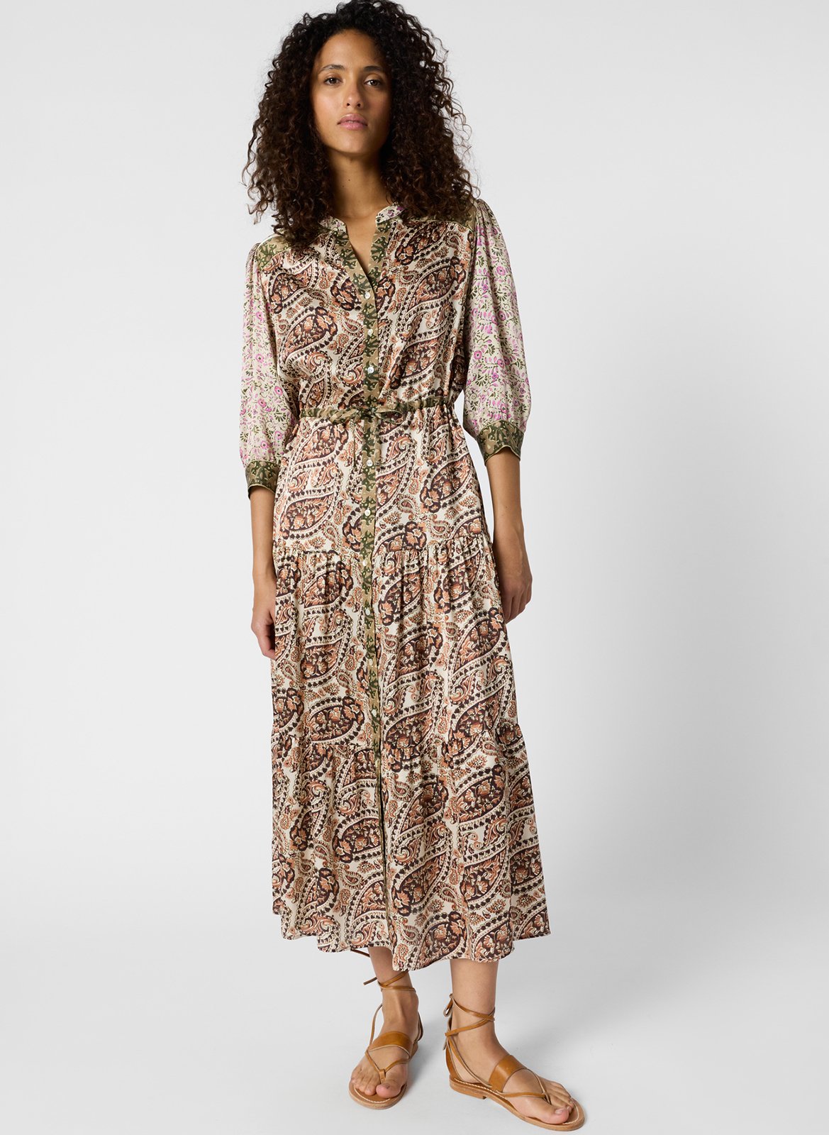 Langes Seidenblumenkleid GERARD DAREL Schwarz