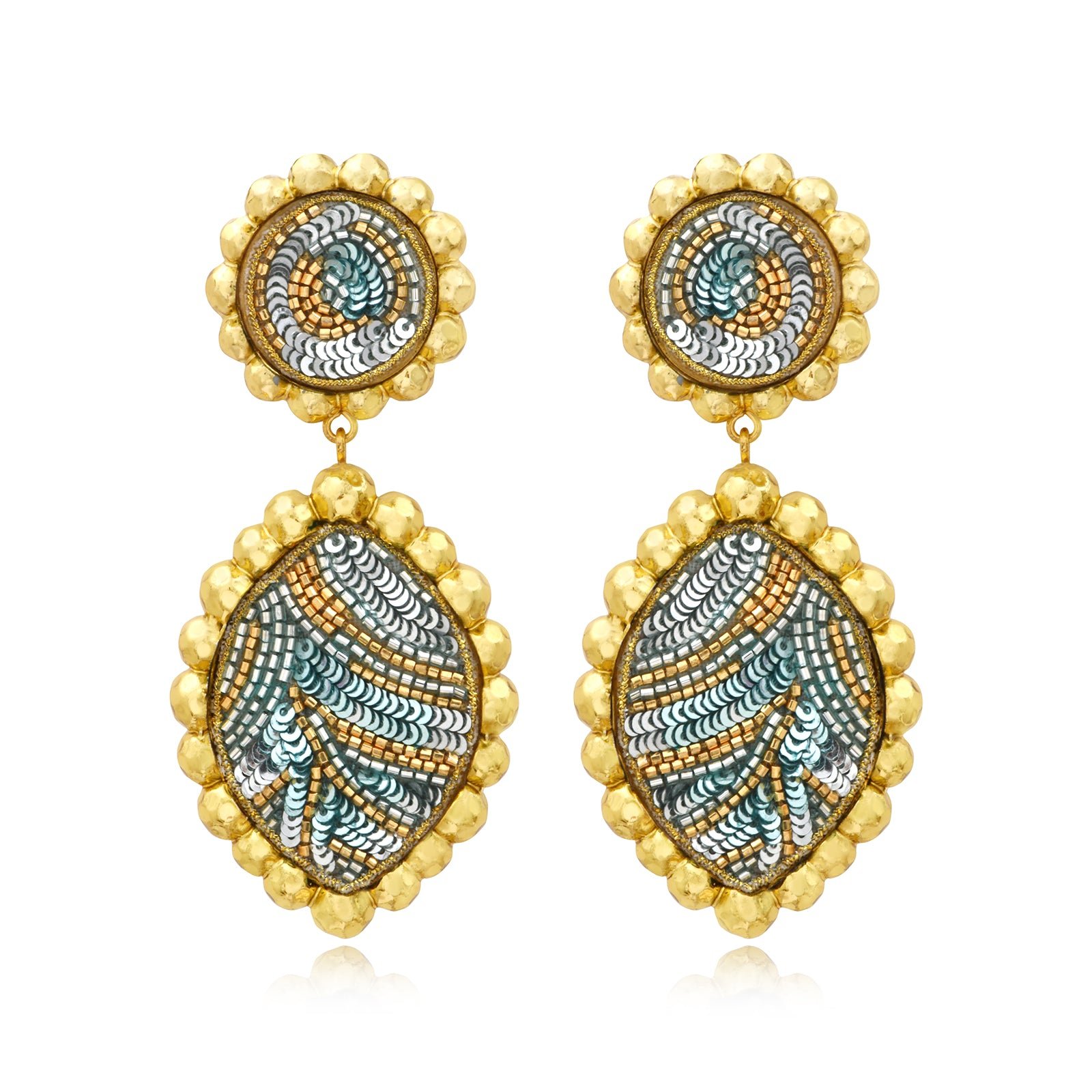 Boucles d'oreilles clip angèle rond et goutte SATELLITE PARIS Vert