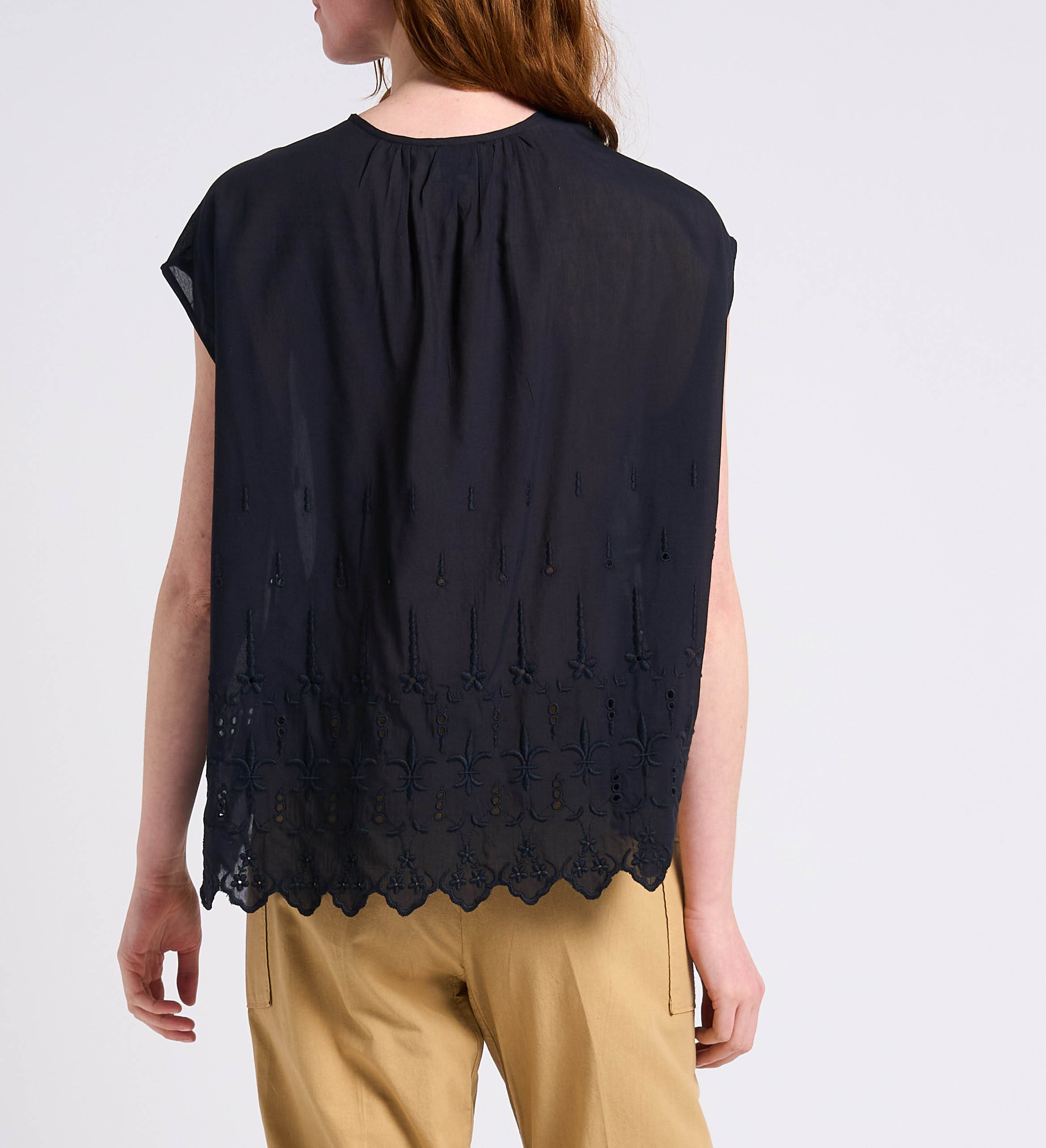 Chemise ample col rond en coton SWILDENS Noir