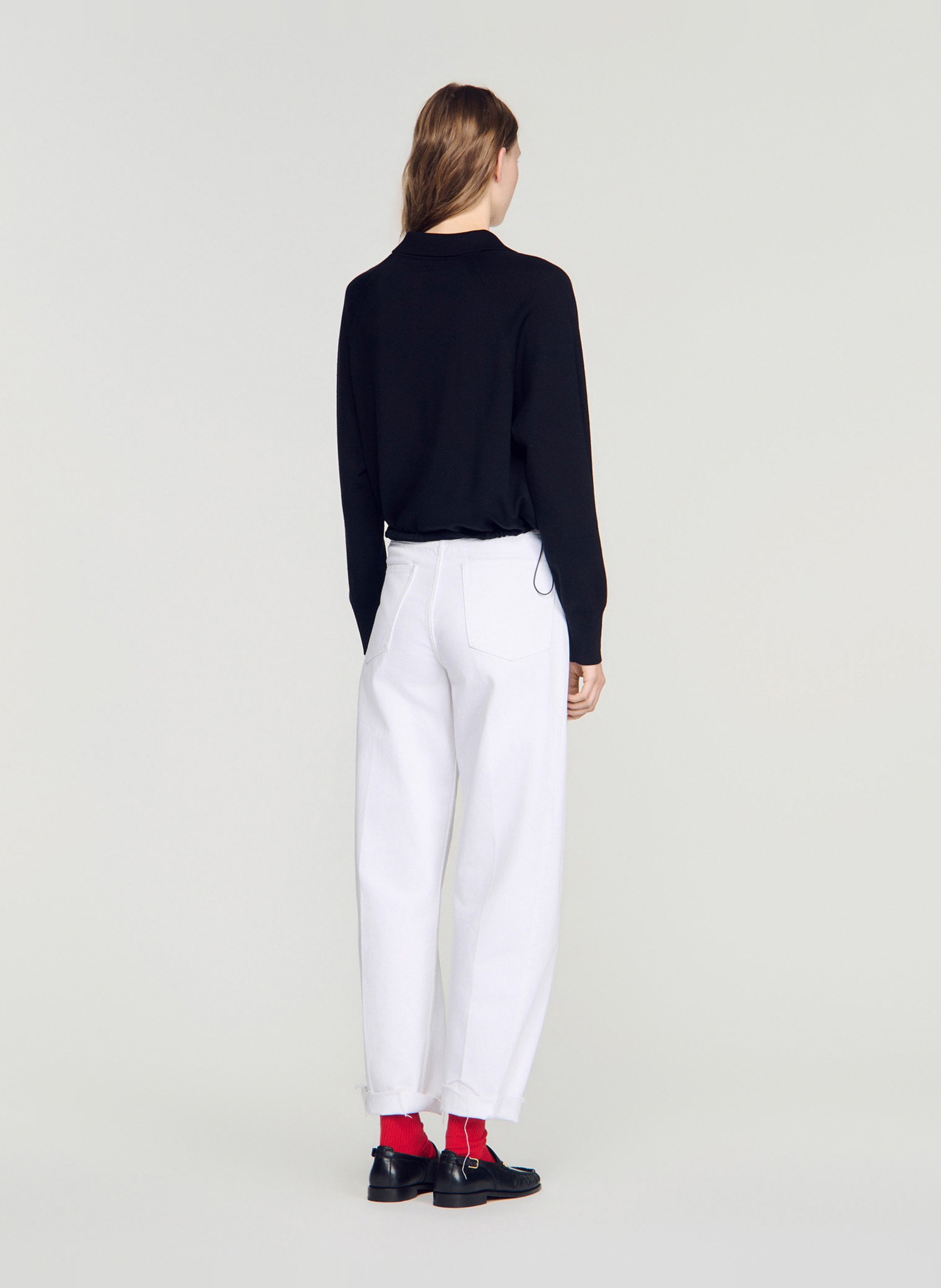Pull oversize col classique en laine mélangée SANDRO Noir