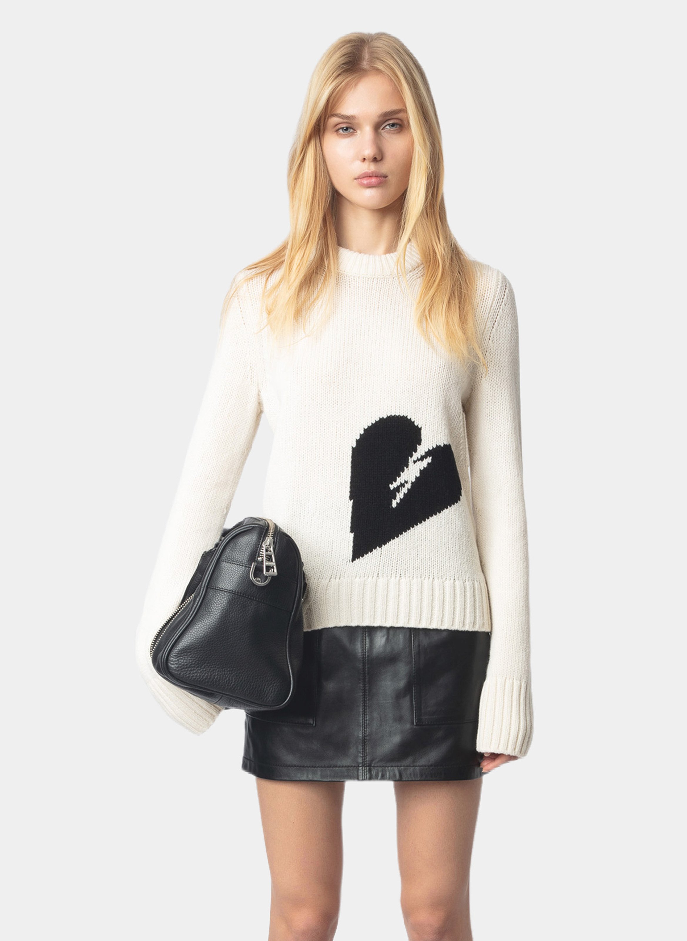 Pull droit en laine jacquard ZADIG&VOLTAIRE Blanc