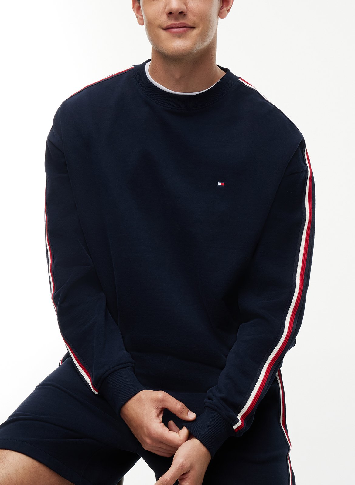 Sweat col rond en coton TOMMY HILFIGER Bleu