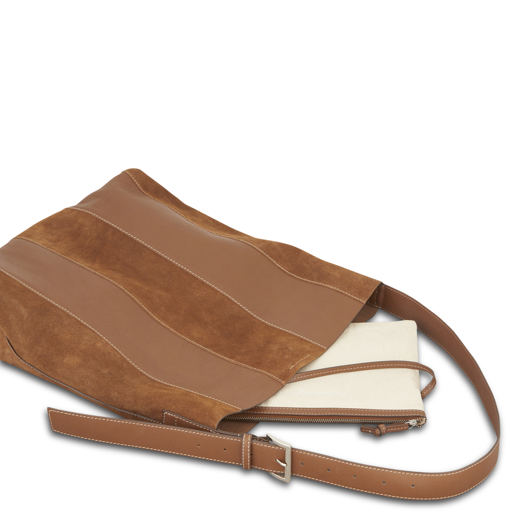 Einfarbige Lederschultertasche BECKSONDERGAARD Braun
