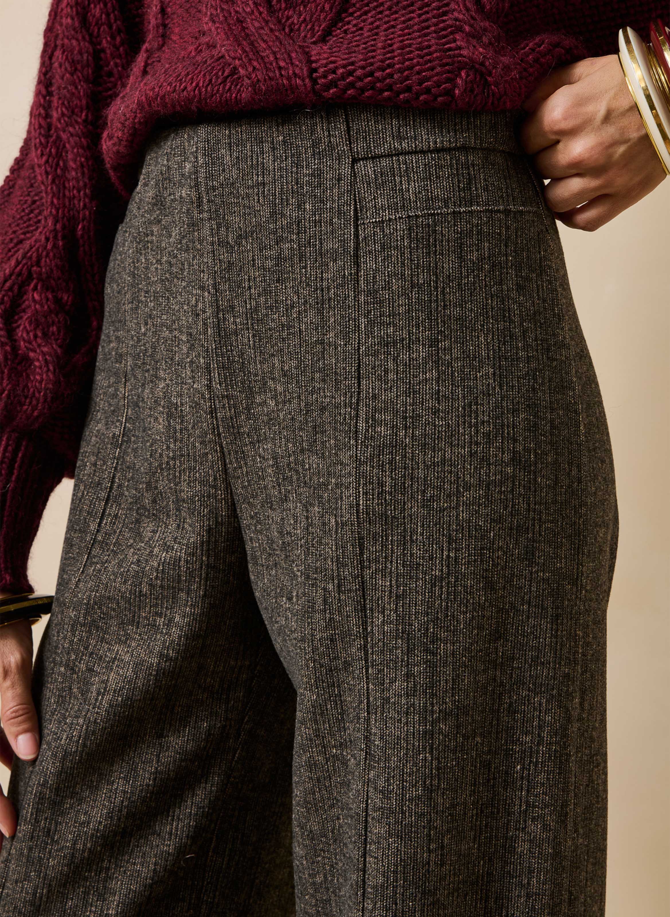 Pantalon droit large effet velours LA FEE MARABOUTEE Marron