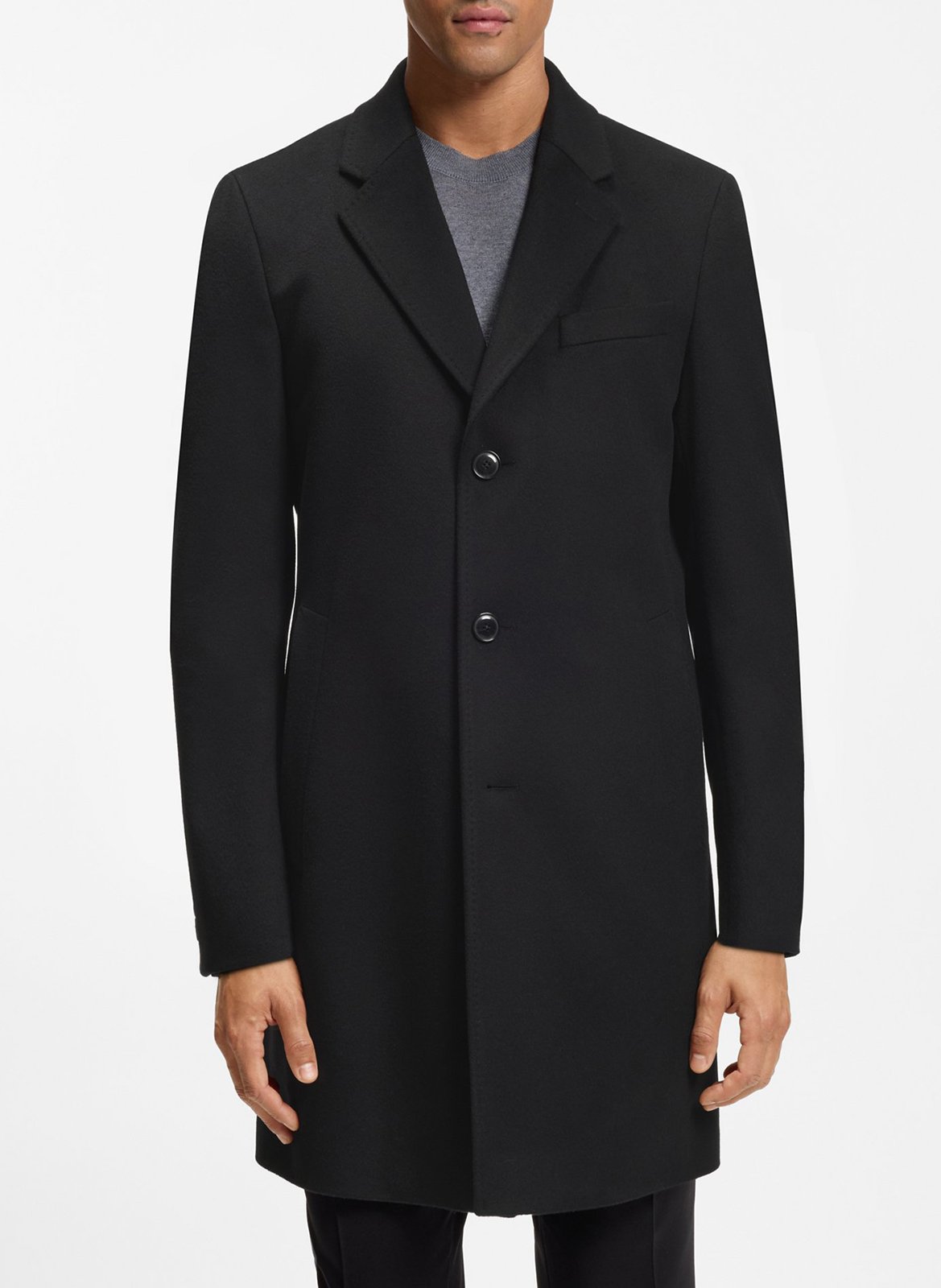 Straight coat with tailored collar in blended recycled wool BOSS Black
