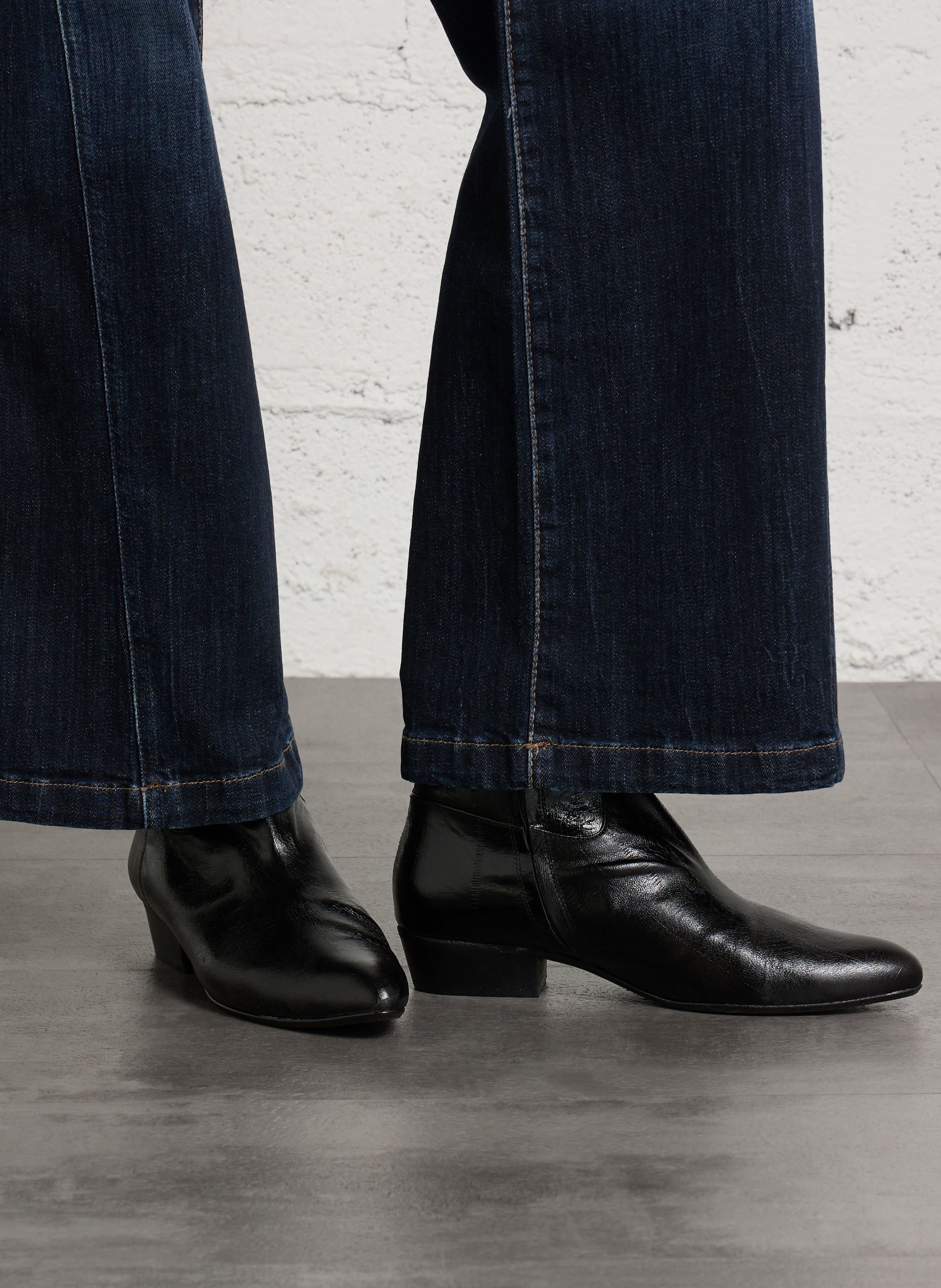 Bottines à bout pointu en cuir ANONYMOUS COPENHAGEN Noir