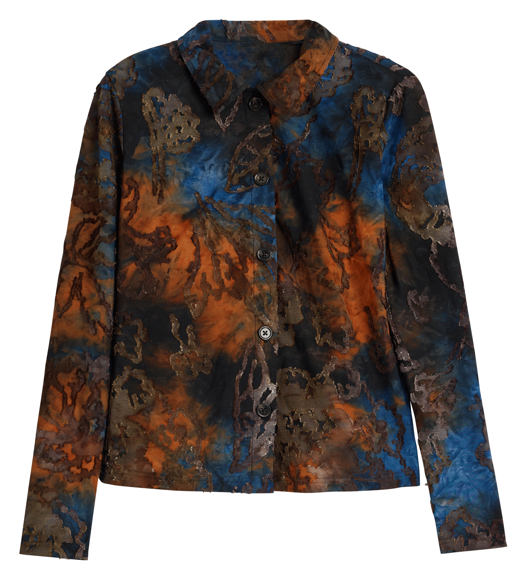 Chemise droite col classique imprimée DESIGUAL Marron