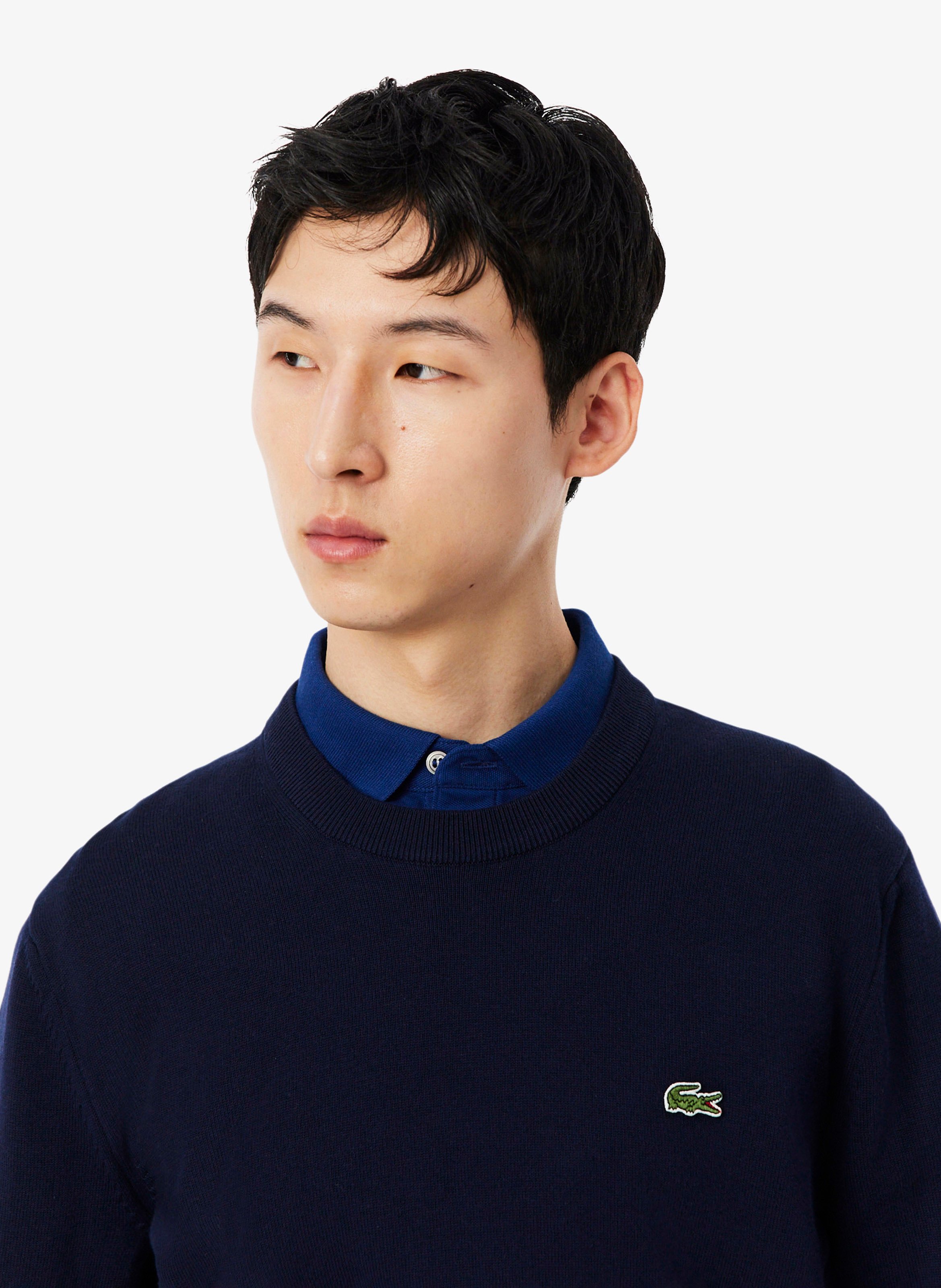 Pull col rond regular-fit en coton  LACOSTE Bleu